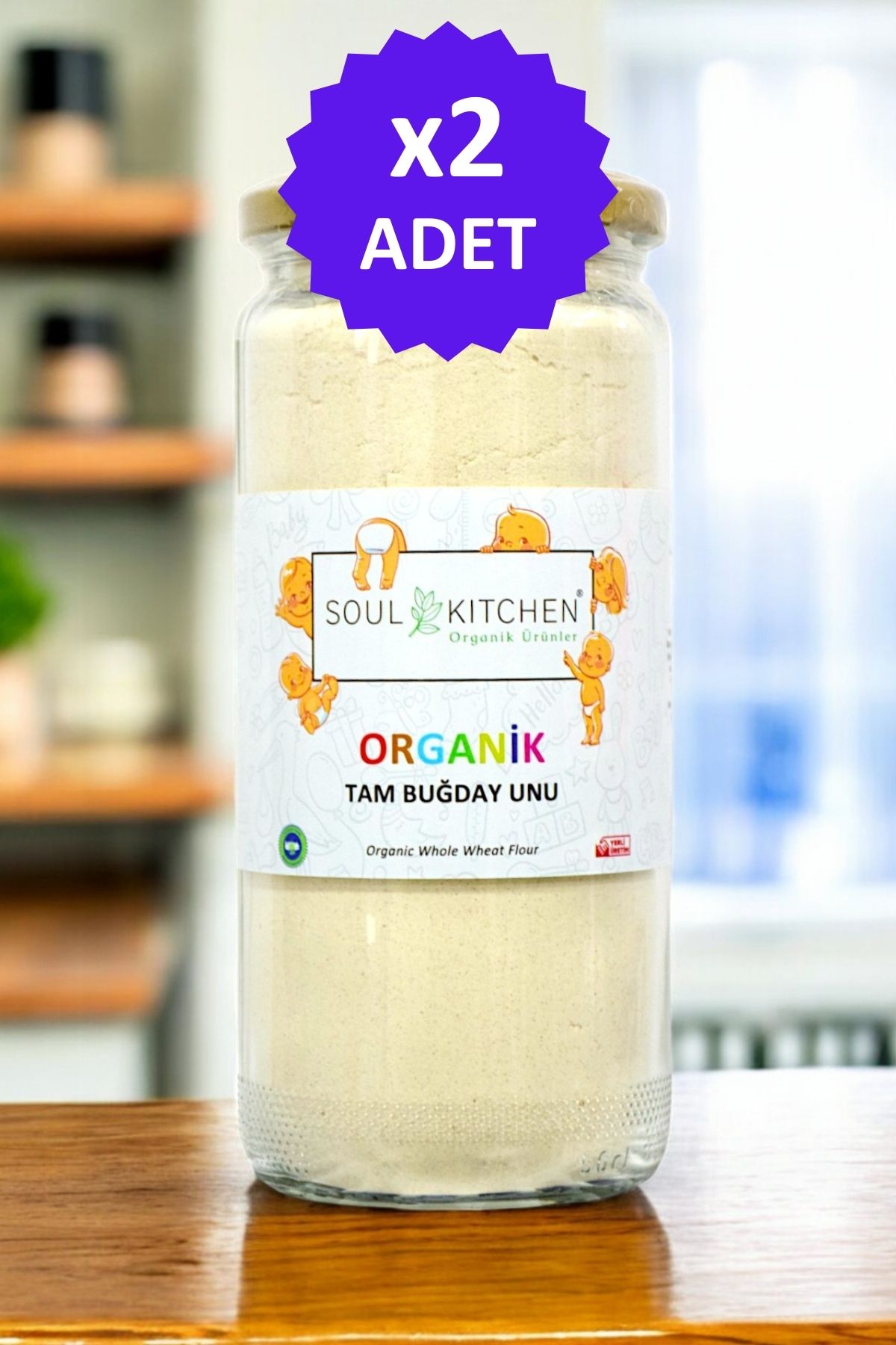 Soul Kitchen Organik Ürünler Organik Tam Buğday Unu 250gr - Cam 2'li Avantaj Set -