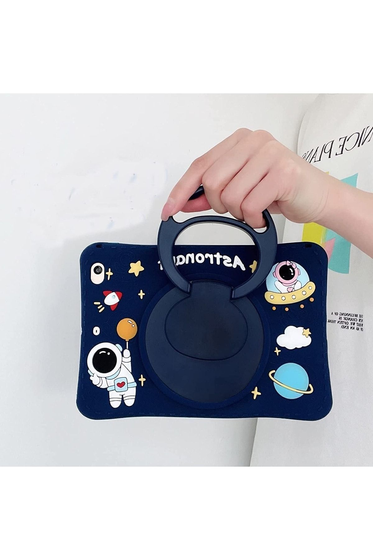 TEKNETSTORE-Apple iPad 8th and 9th Generation 10.2 Inch 2020 / 2021 Compatible Astronaut Case with Stand Fun Protection 3