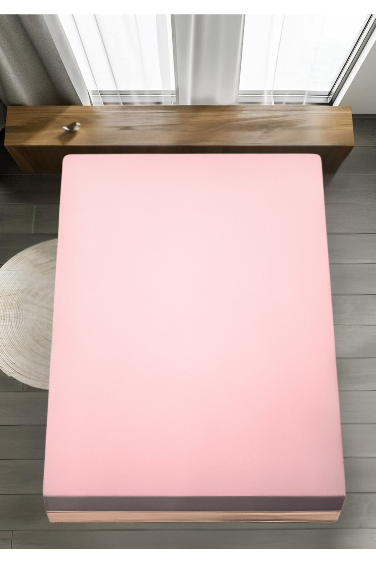 Bahar Majoli Home-Fitted Sheet, Majoli Bahar Home Collection, 100% Ranforce Cotton 144TC, 90x200+30 cm, Pink 4