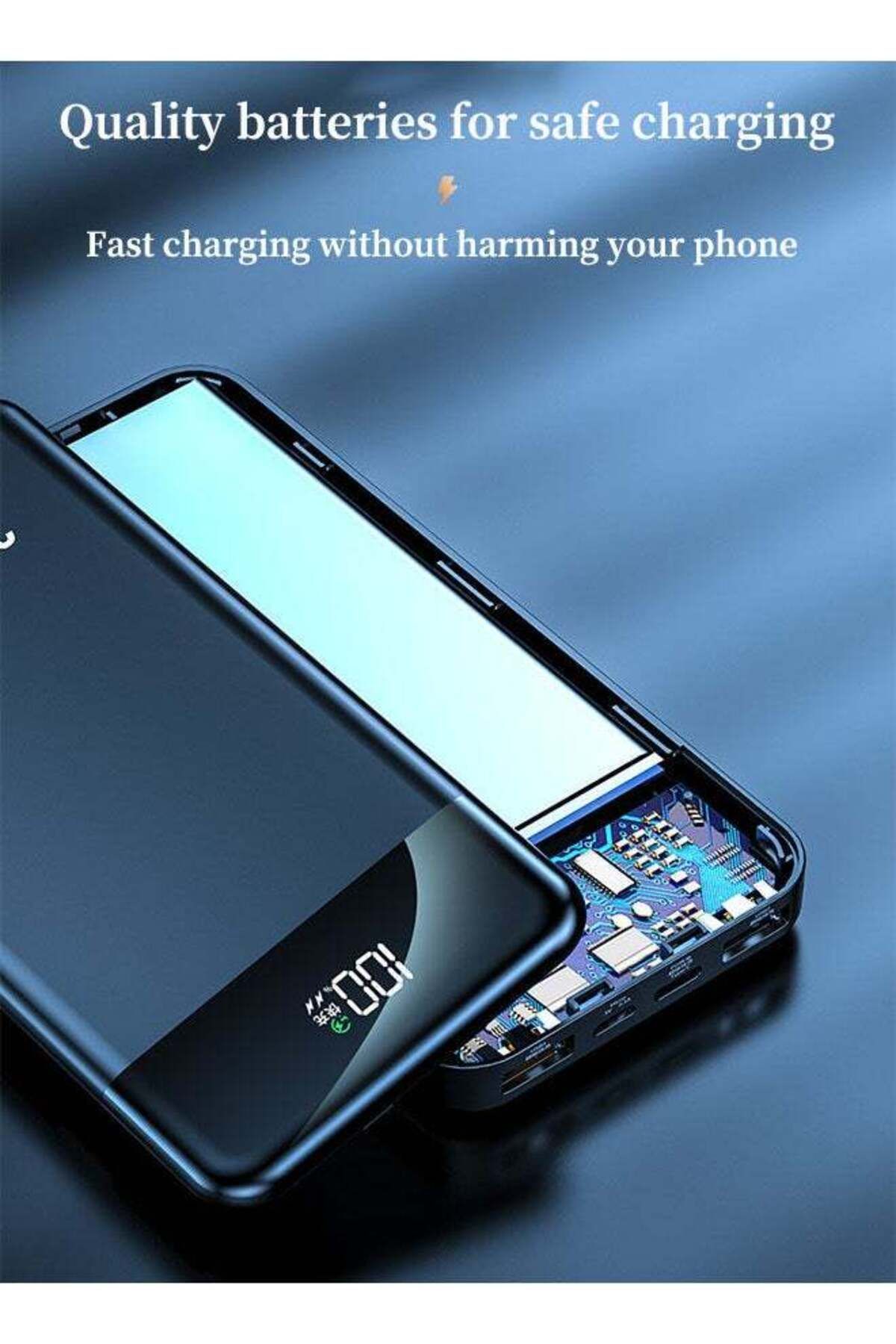 fulina-Power Bank with 12000mah Large Capacity,Built-In 3 Cable,12W power and LED Display,For travel(Black) 4