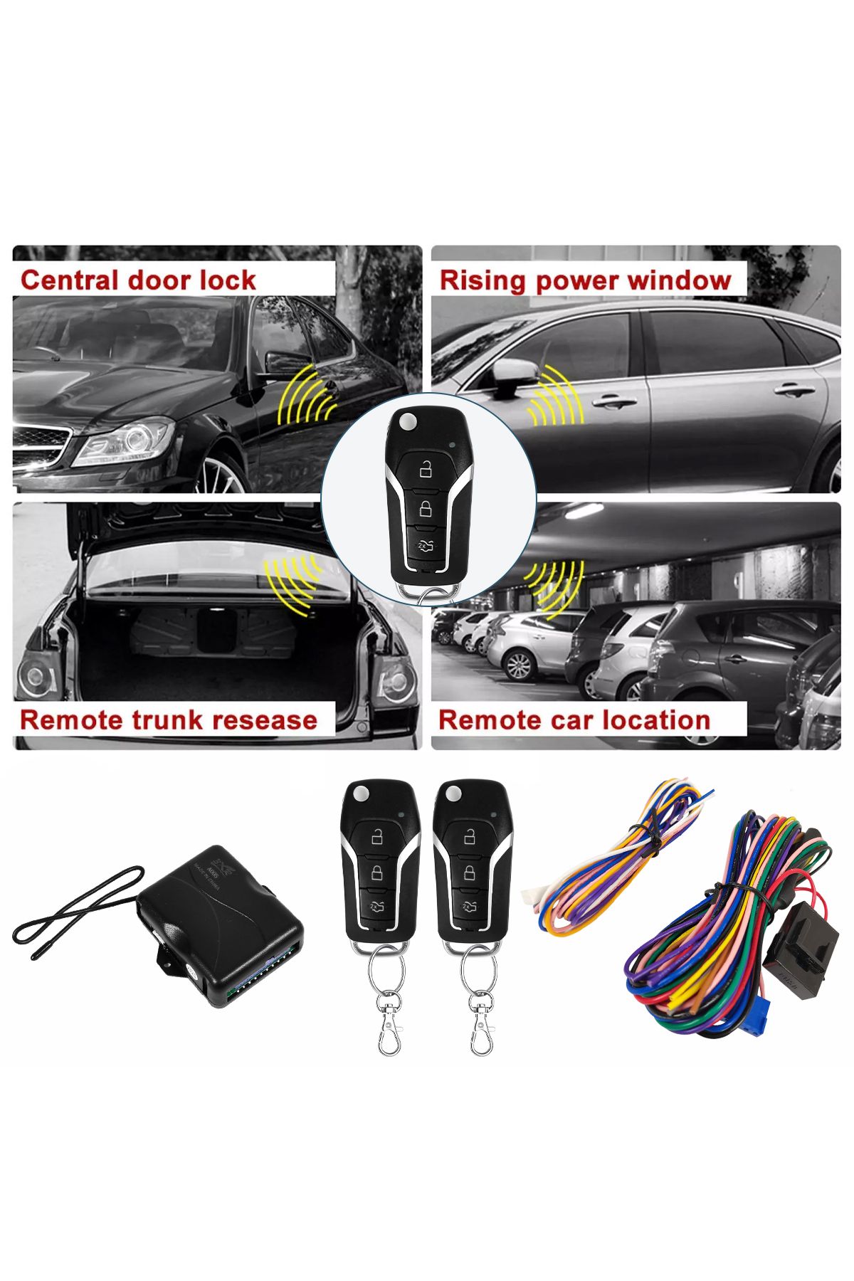 3XR-Car Keyless Entry System with Dual Remotes, Central Locking, and Wiring Kit for Vehicle Security 7