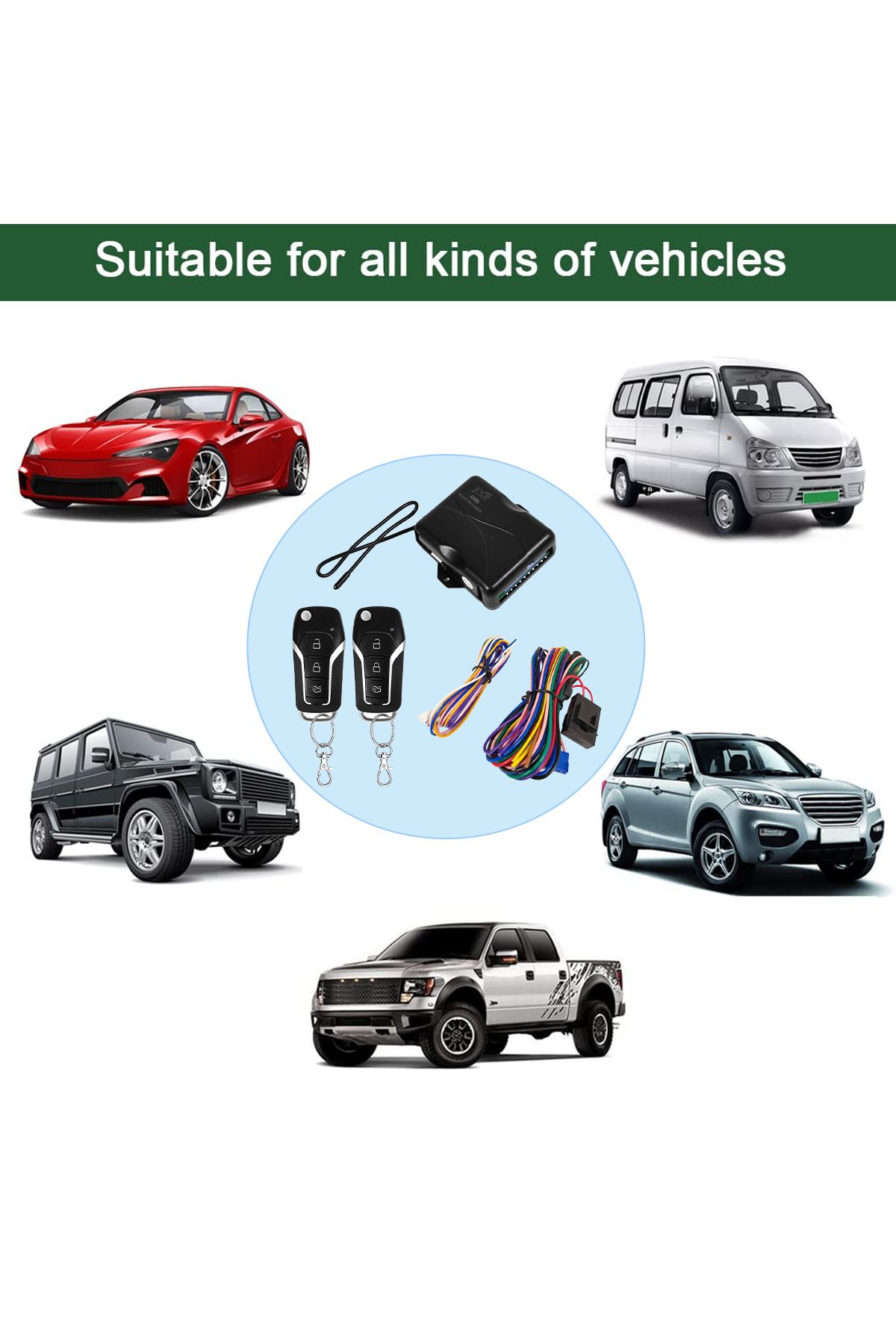 3XR-Car Keyless Entry System with Dual Remotes, Central Locking, and Wiring Kit for Vehicle Security 8