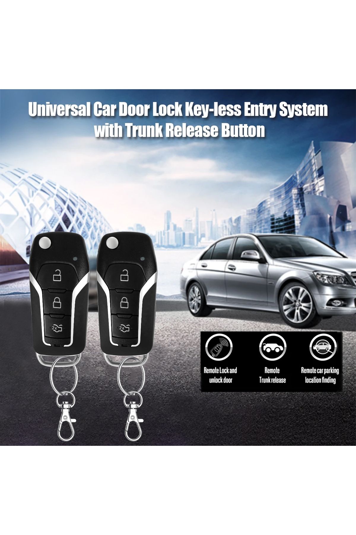 3XR-Car Keyless Entry System with Dual Remotes, Central Locking, and Wiring Kit for Vehicle Security 5