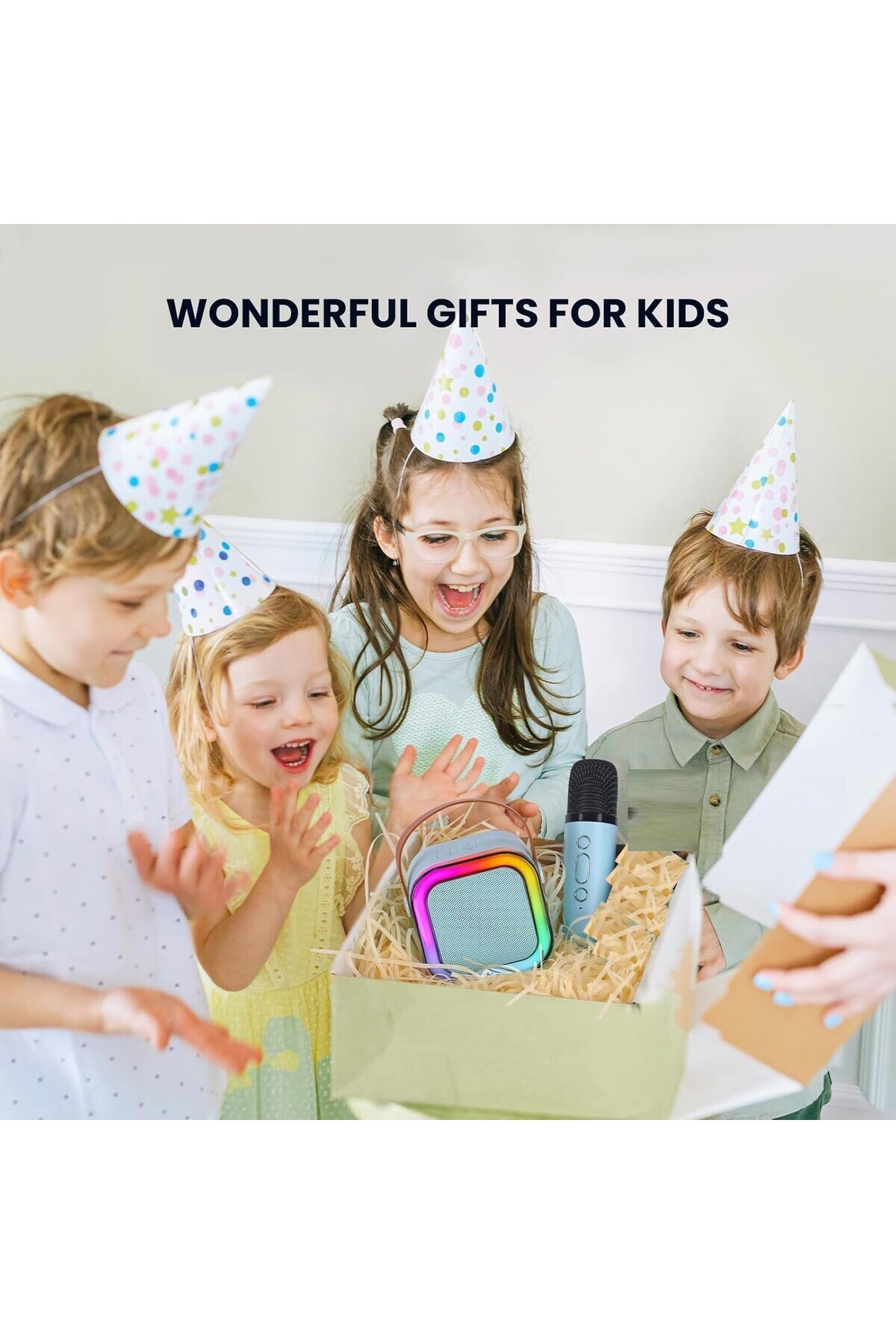 Generic-Karaoke Machine , Portable Bluetooth Karaoke Speaker with Wireless Microphones for Kids (BLUE) 2