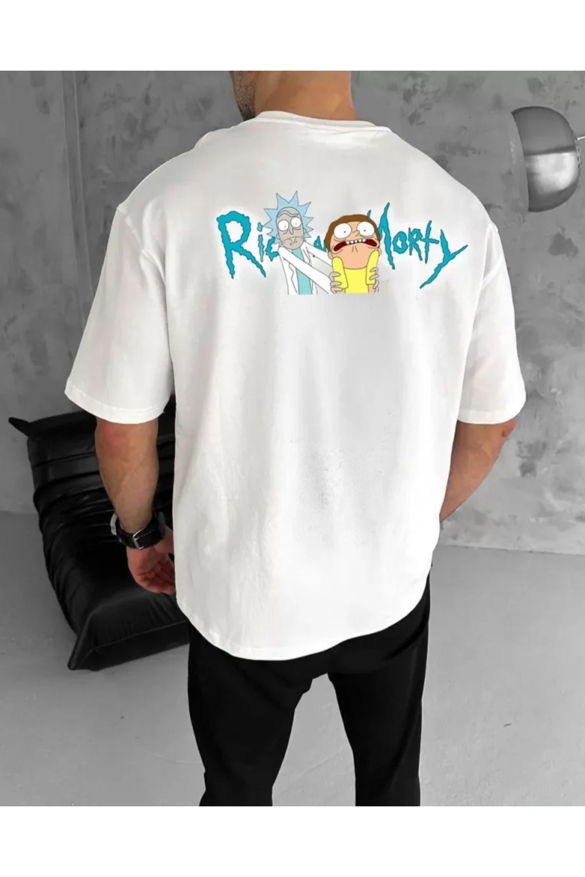 Albayrak Unisex Bisiklet Yaka Baskılı Oversize T-Shirt - Beyaz