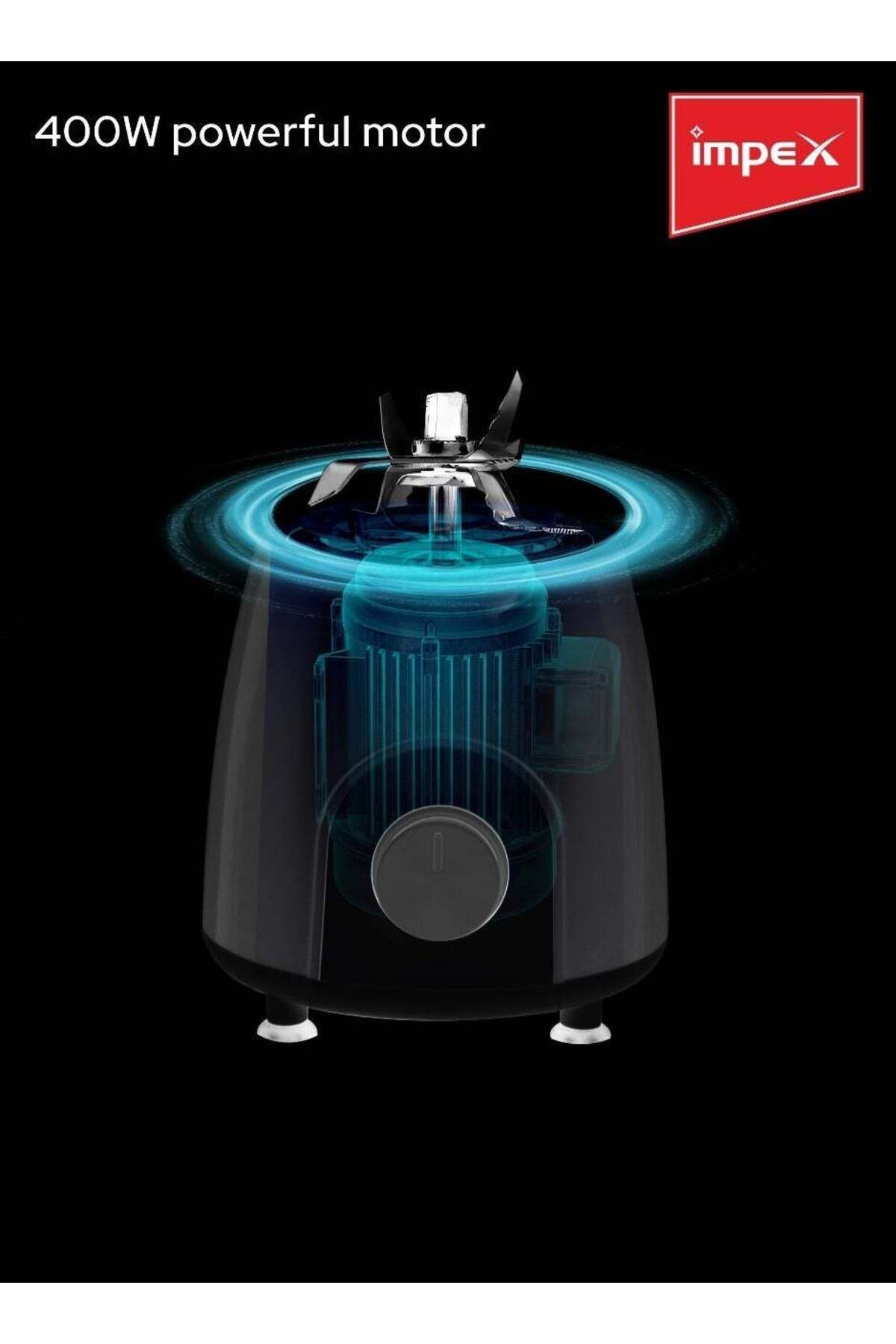 İMPEX-2 in 1 Blender 1.4L 400W Mixer Grinder BL 3501 - 2 Speed with Pulse Control 4 Stainless Steel Blade 4
