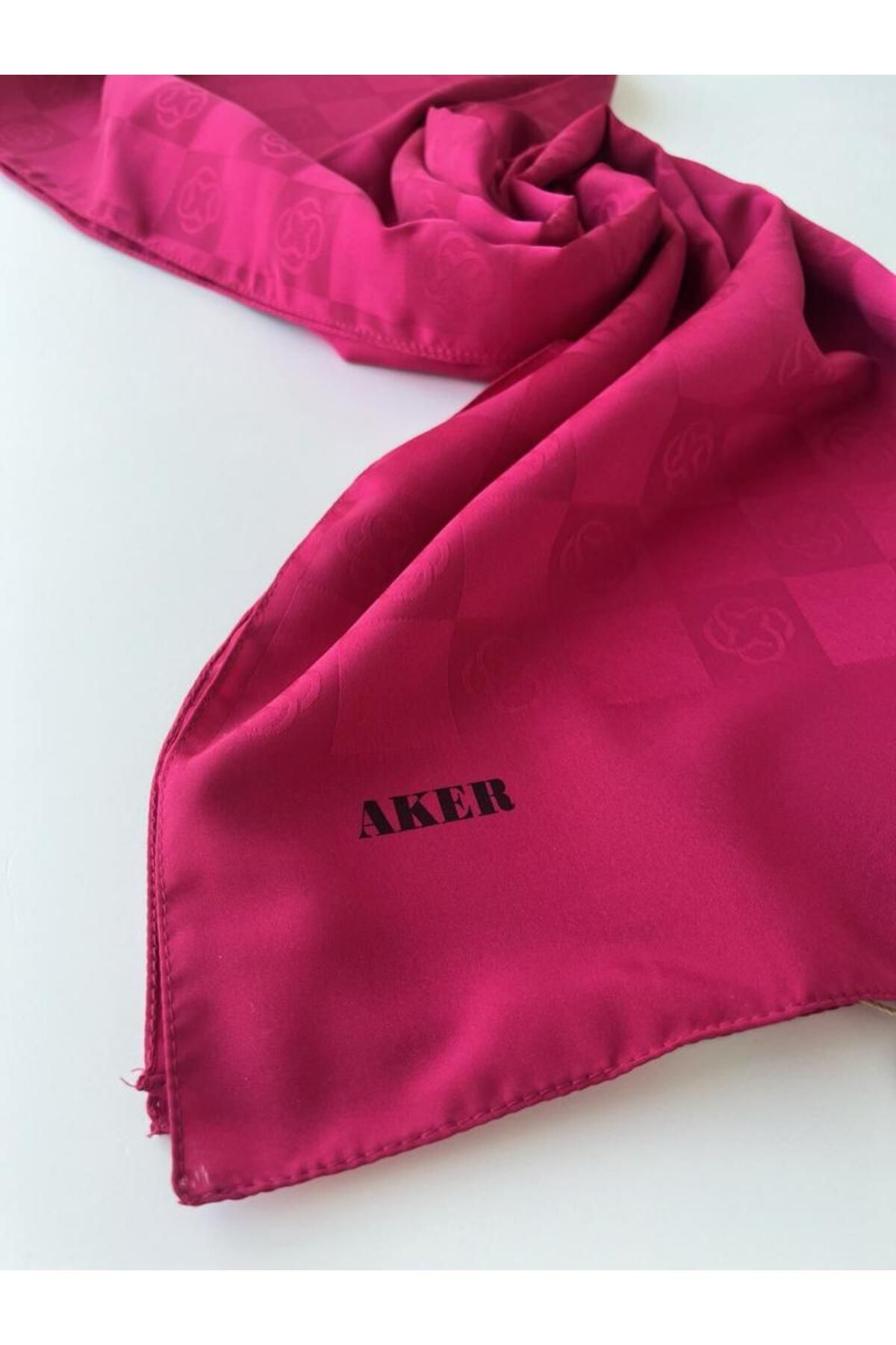 Aker-Fuchsia Checkerboard Monogram Shawl 3