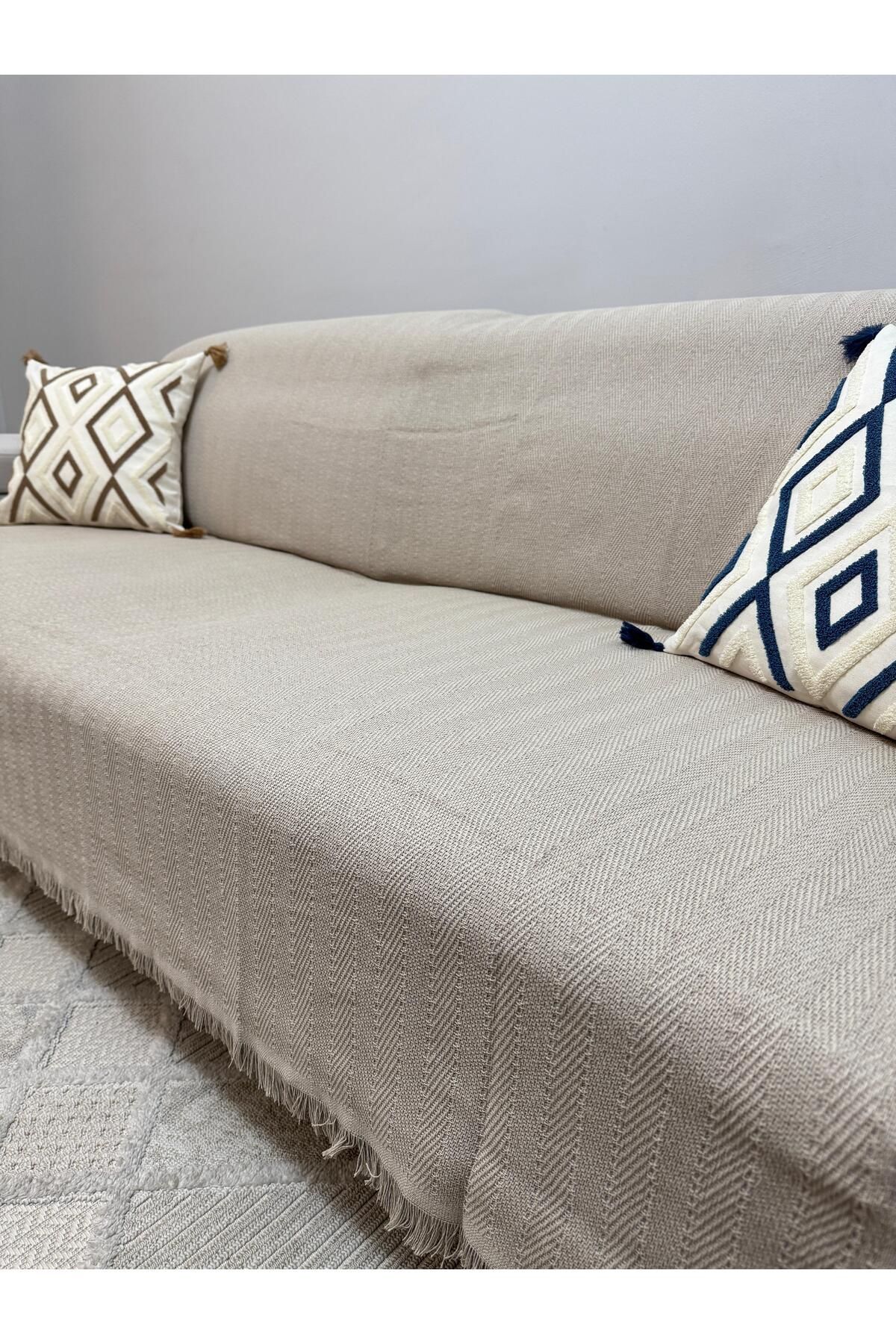 ŞENER HOME-Modern Multi-Purpose Throw & Sofa Cover - Mink 4