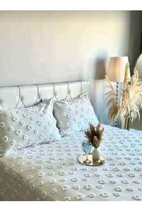 diabella Ponpon Desenli 3 Parça Çift Kişilik Yatak Örtüsü