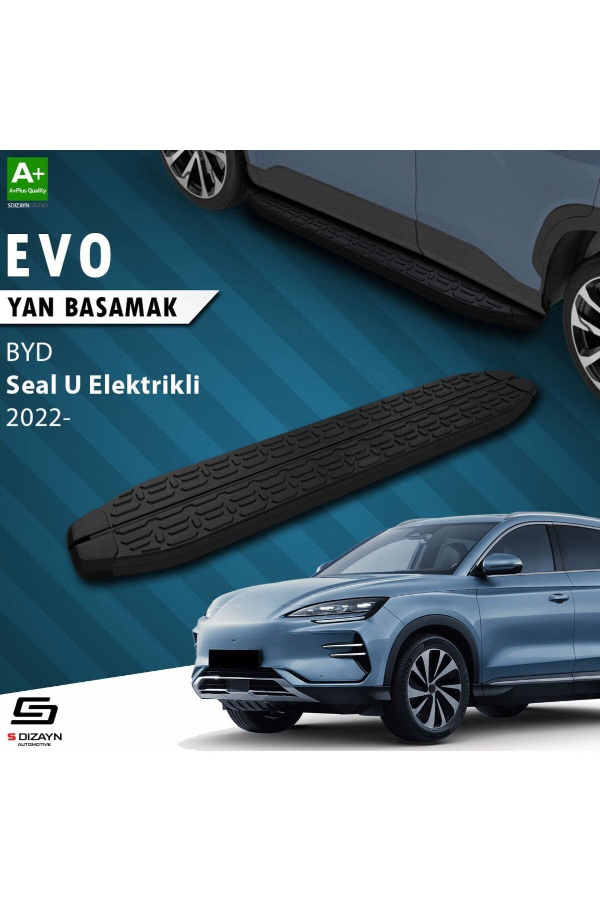 Drs Tuning S-Dizayn BYD Seal U Elektrikli Evo Siyah Yan Basamak 193 Cm 2022 Üzeri A+ Kalite