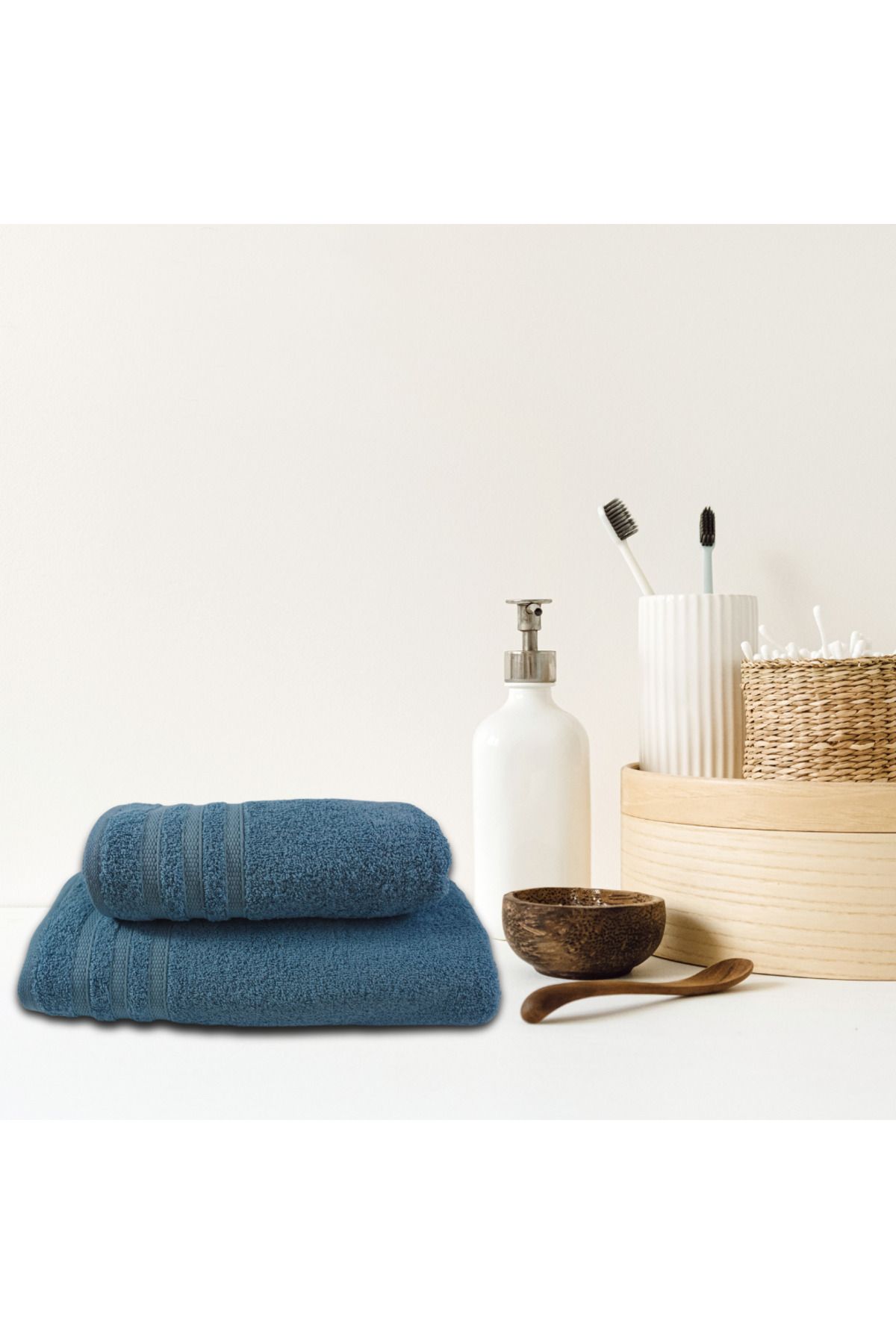 Class Home Collection-Set of 2 absorbent towels, 100% Cotton, 580 gsm density, 50x100cm + 70x140 cm, Lamia, Ice Blue 4