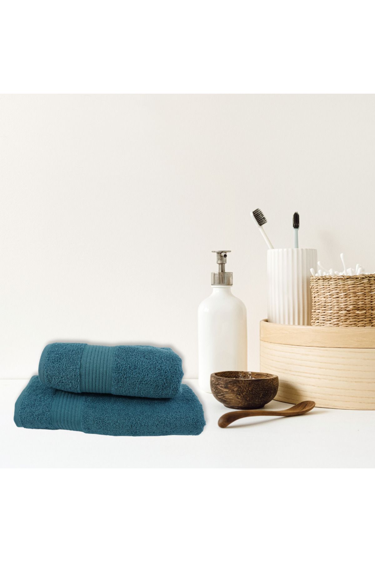 Class Home Collection-Set of 2 absorbent towels, 100% Cotton, 480 gsm density, 50x100 cm + 70x140 cm, Hermagoras, Petrol 5