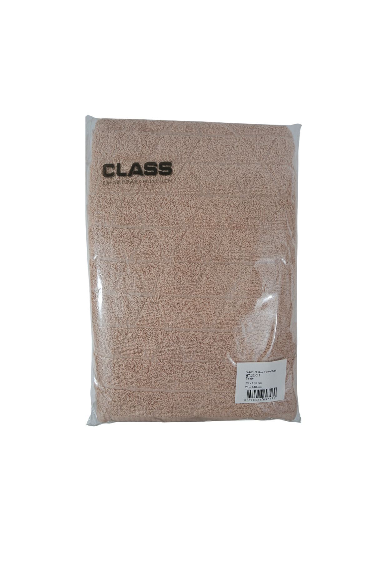 Class Home Collection-Set 2 Prosoape Absorbante, 100% Bumbac Jacquard, 390 GSM, 50x100 cm + 70x140 cm, Mermin, Bej 7