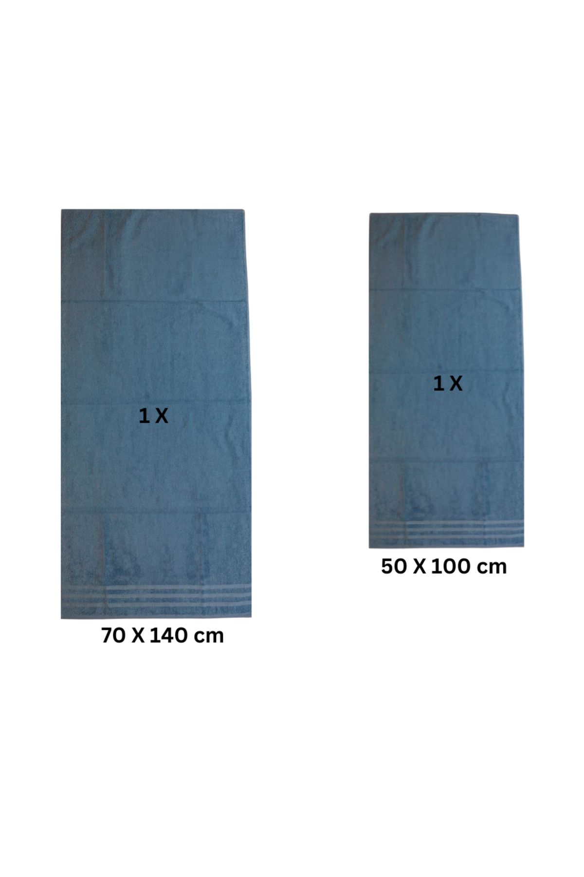 Class Home Collection-Set of 2 absorbent towels, 100% Cotton, 580 gsm density, 50x100cm + 70x140 cm, Lamia, Ice Blue 3