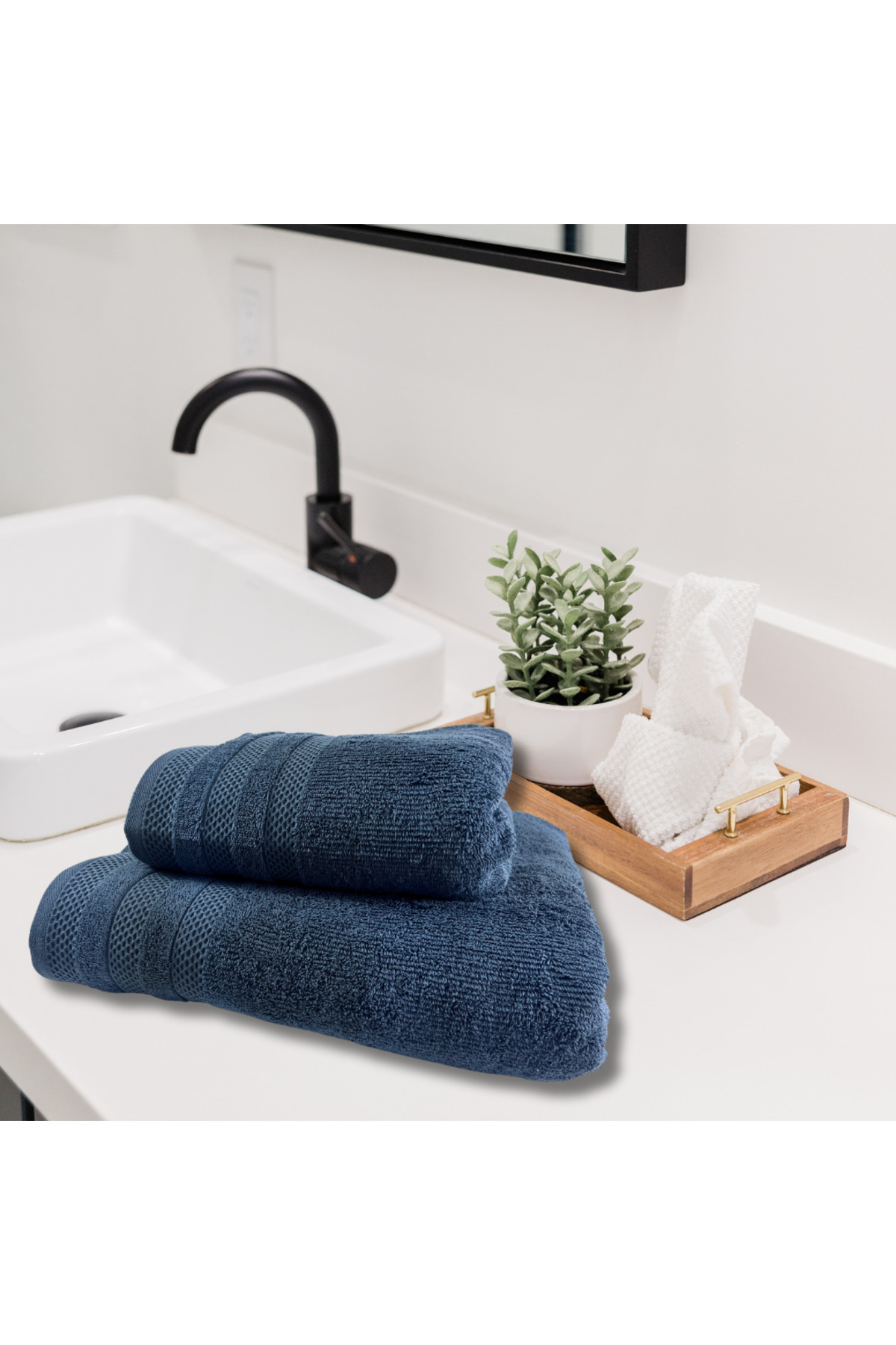 Class Home Collection-Set 2 prosoape absorbante, 100% bumbac jacquard, densitate 500 g/m², 50x100 cm + 70x140 cm, Audo, Denim 3