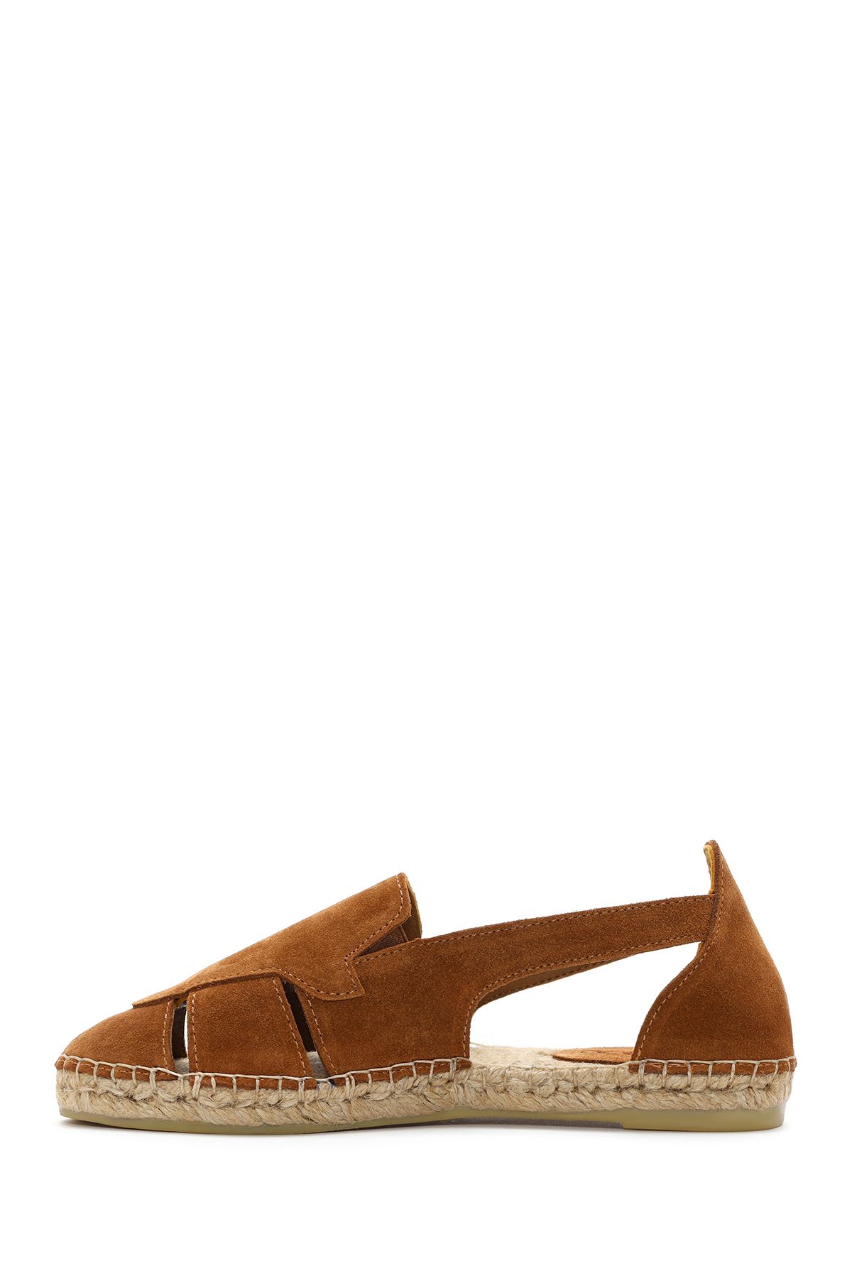 Derimod-Espadrile de damă din piele intoarsa maro - 24sfd 205110 2