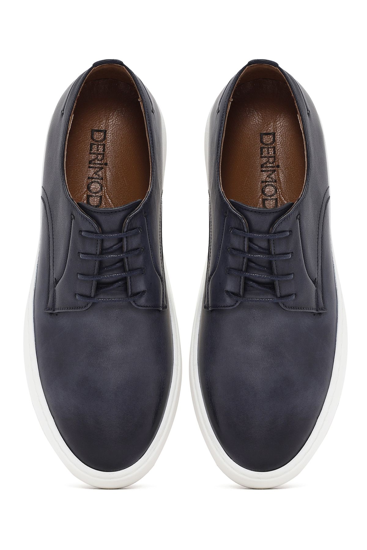 Derimod-Men's Navy Blue Leather Lace-Up Shoes - 24sfd620718 7