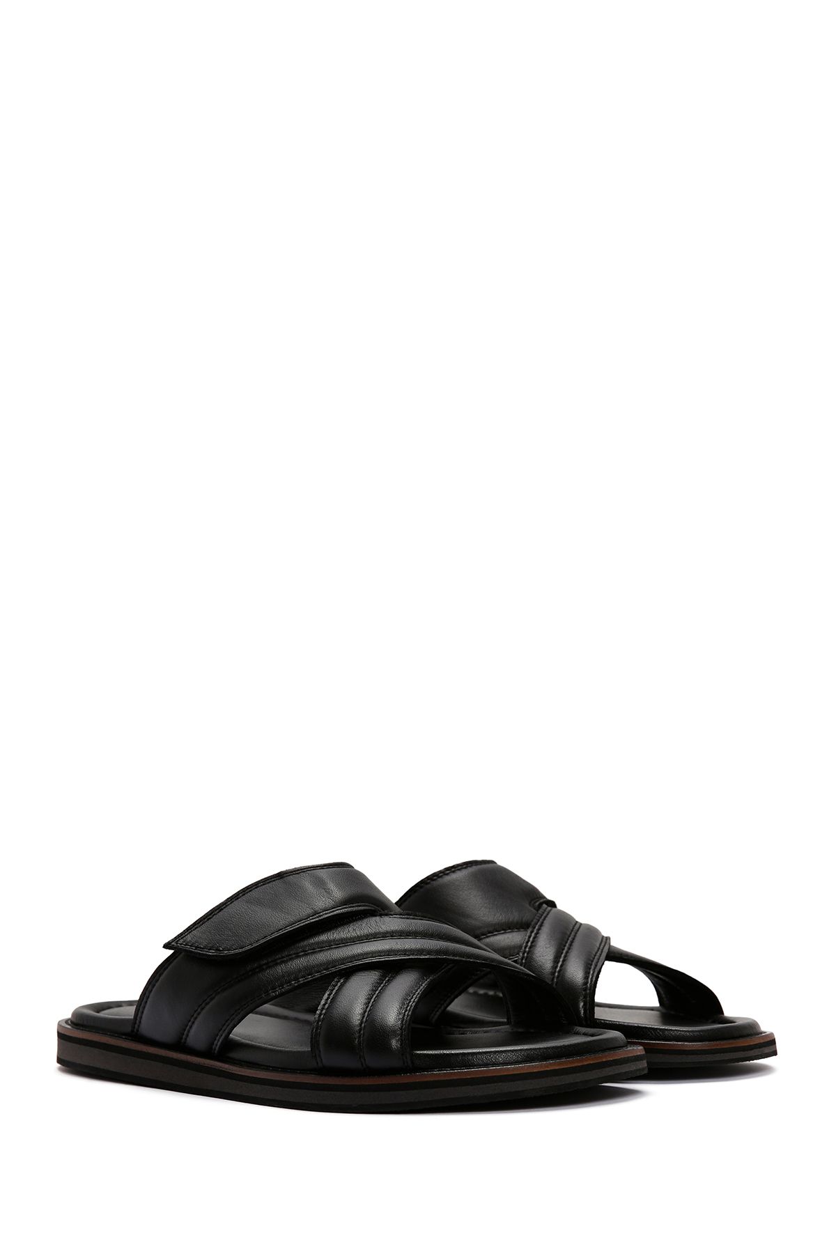 Derimod-Casual Men's Leather Slippers - Black Banded, 24sfd625718 3