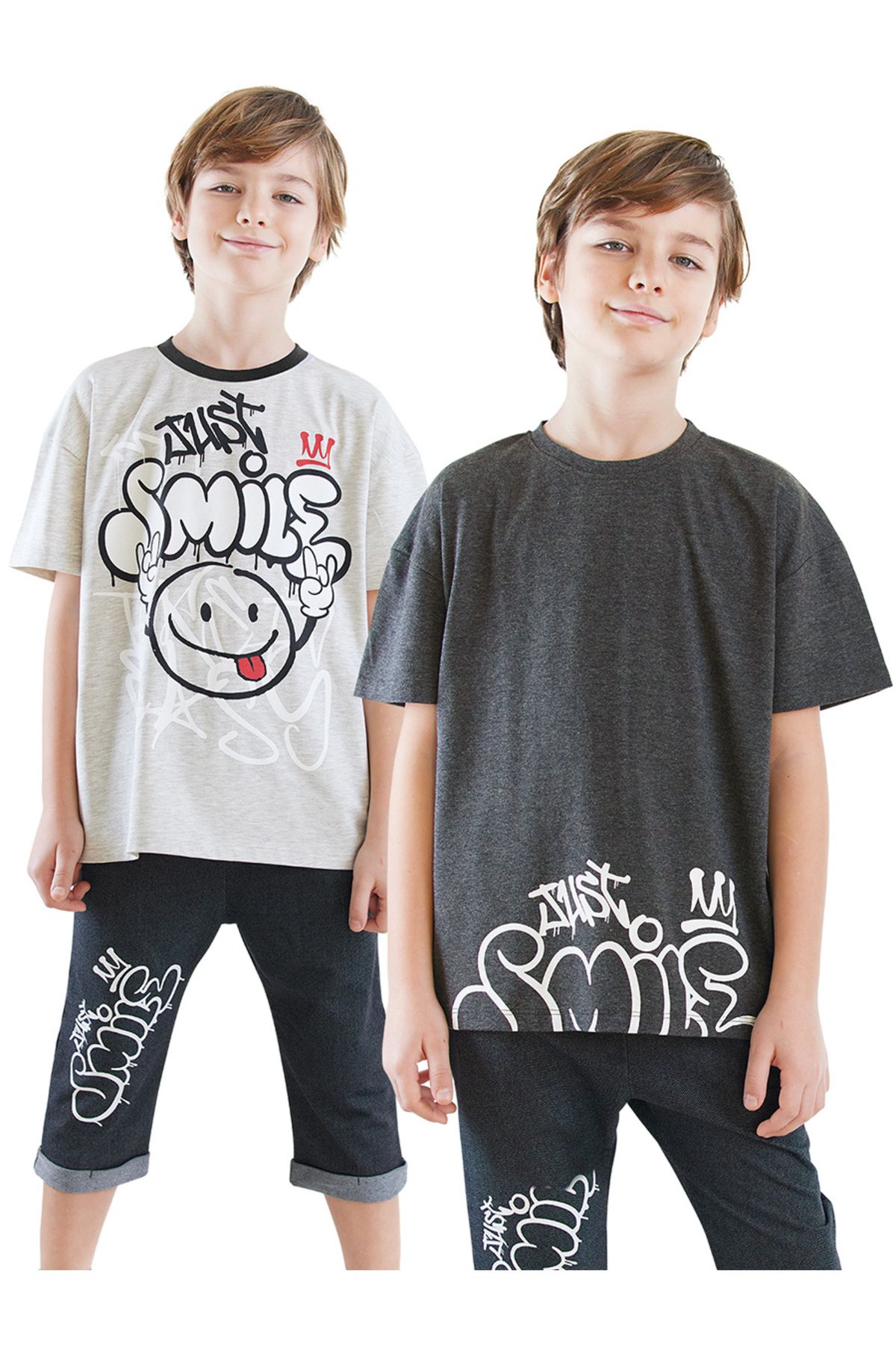 Denokids Just Smile Erkek Çocuk 2'li Paket T-shirt