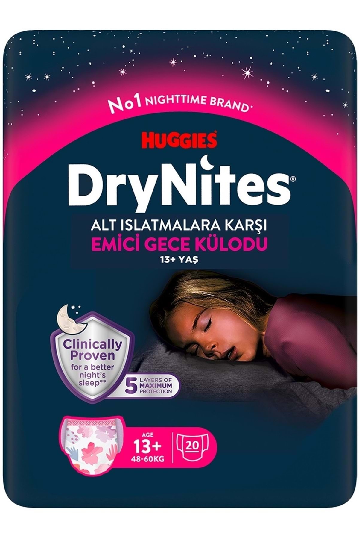 DryNites Emici Gece Külodu/Külot Bez Kız 13+ Yaş (48-60KG) X Large 80 Adet Mega Pk (4PK*20) fotoğrafı 2 (önizleme)