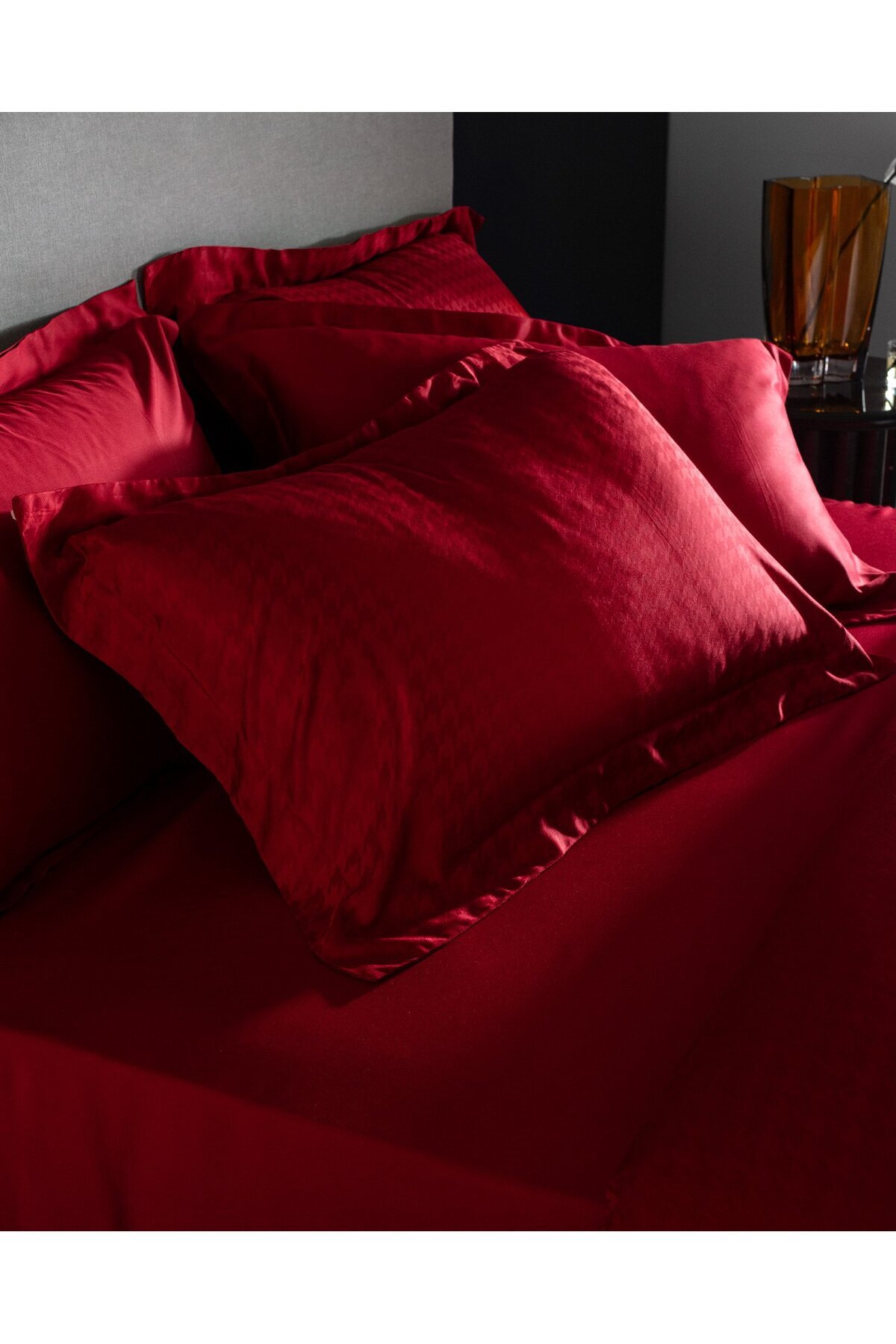 Madame Coco-Lune Doppel-Bettbezug-Set aus Bambus-Satin, Rot 4