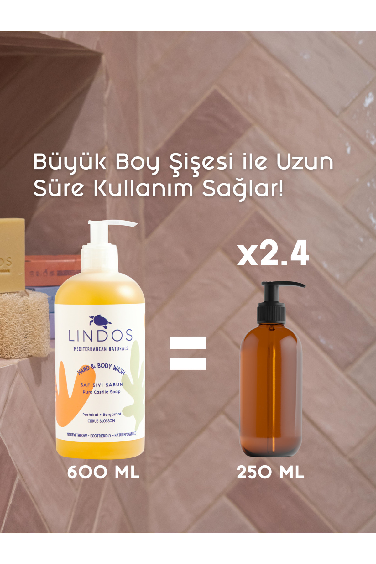 Lindos Doğal Zeytinyağlı Kastil Sabun El Ve Vücut Aromaterapik Lavanta Yağıyla 600 ml Büyük Boy fotoğrafı 4 (önizleme)