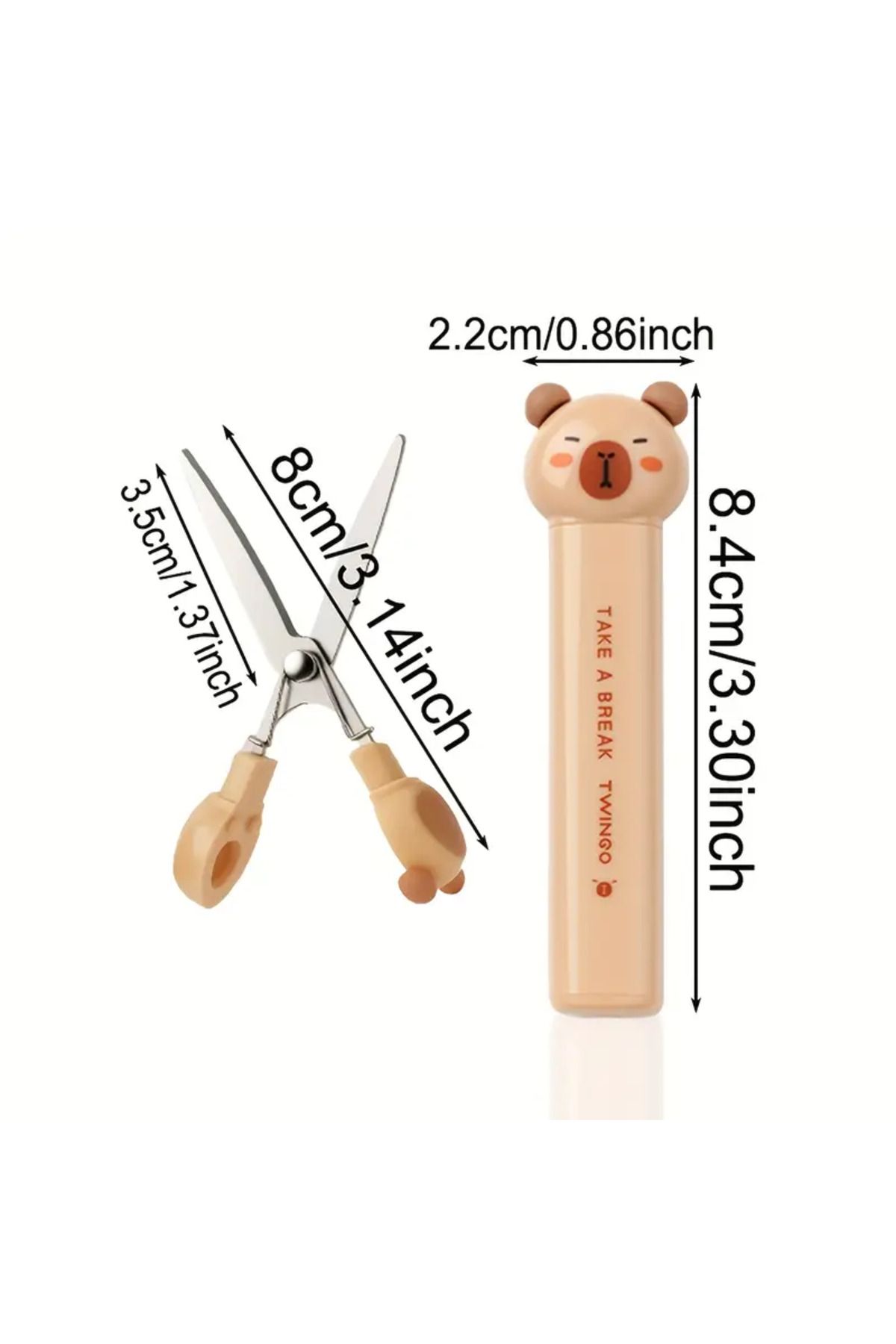 BABUN-1 Pcs Stainless Steel Capybara Paw with Cover Portable Mini Scissors School Scissors Envelope Package Opener 2
