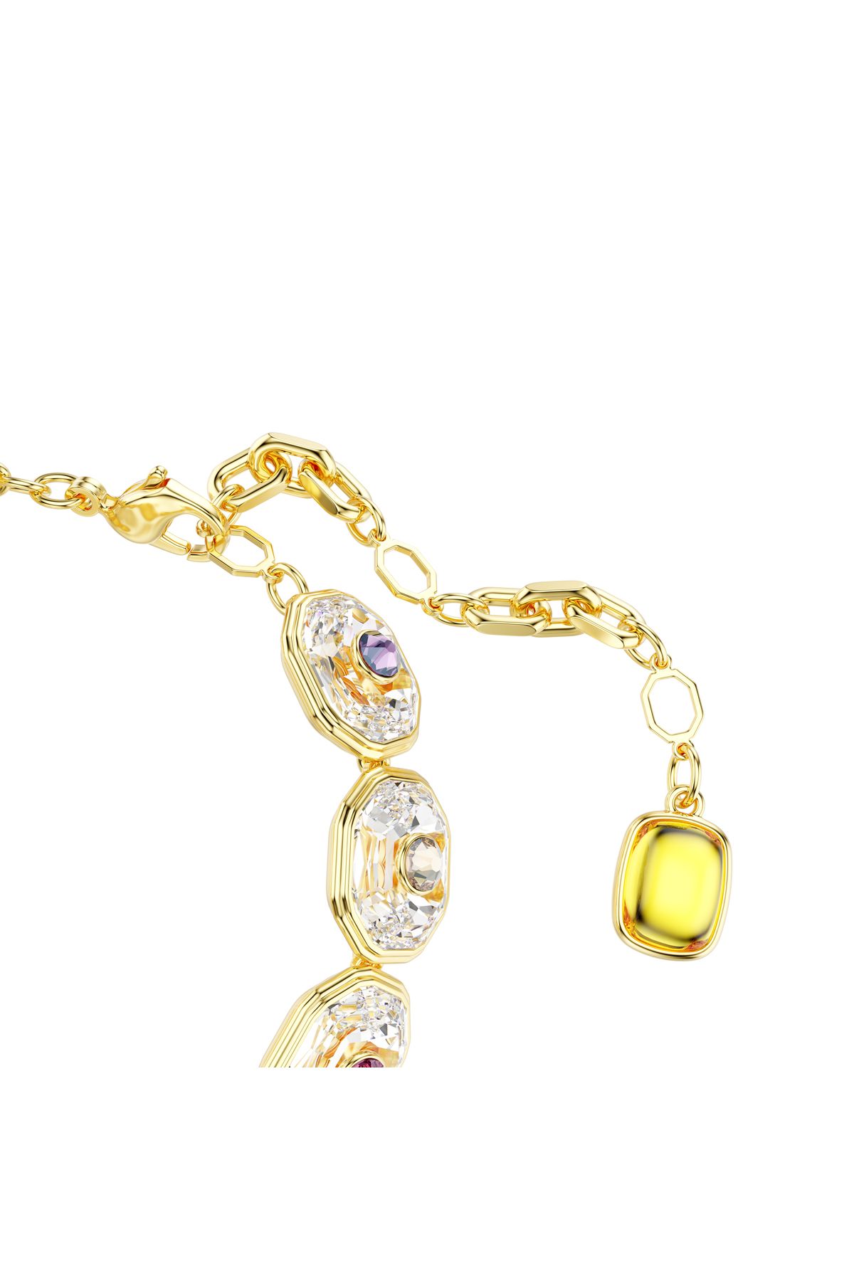 Swarovski Chroma Tennis bileklik, Sekizgen kesim, Çok renkli, Altın rengi kaplama