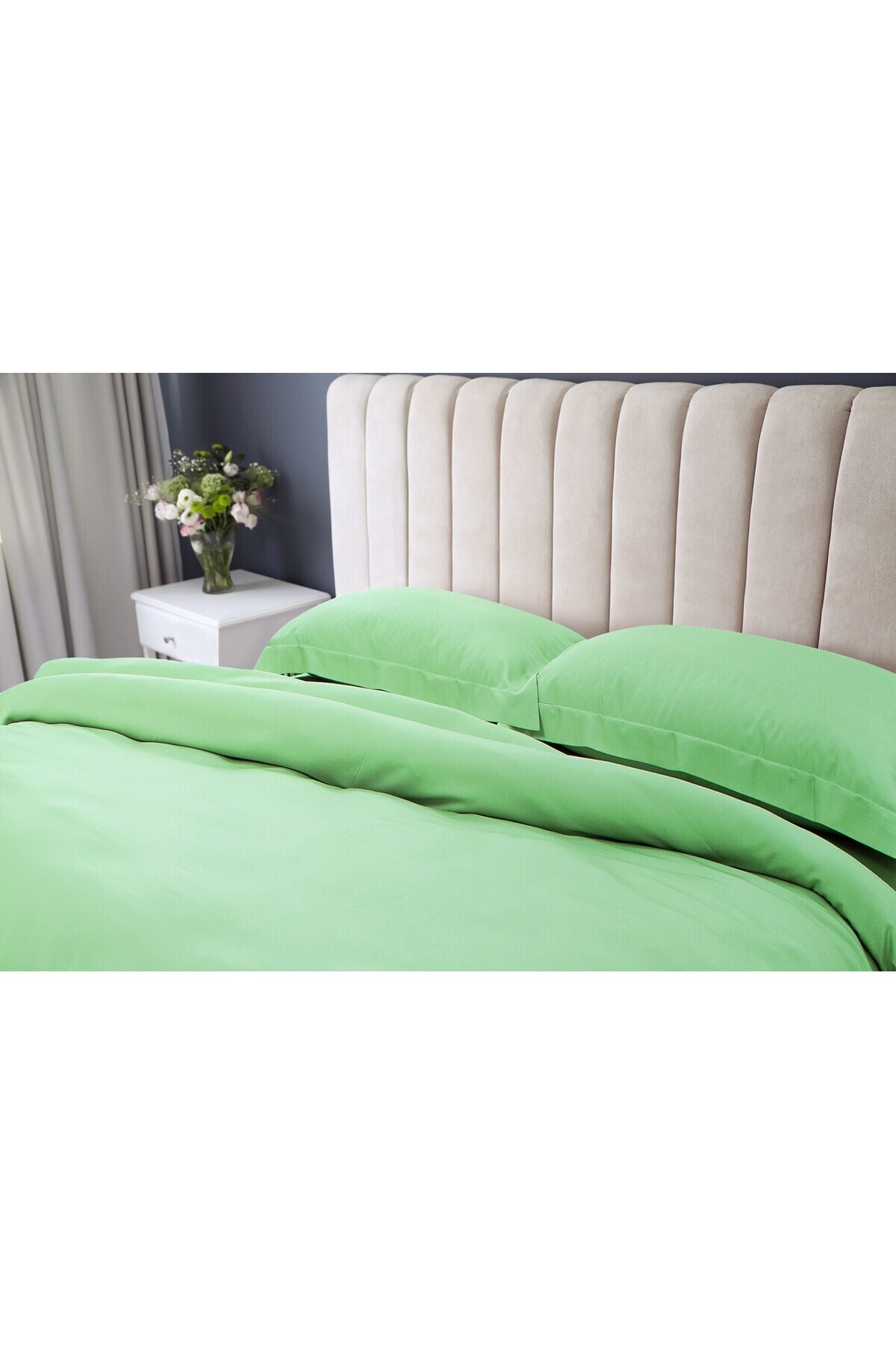 Green Future-Bed linen, 2 persons, 100% Bamboo, 6 pieces, 200x220 cm, Green/Ivory 4