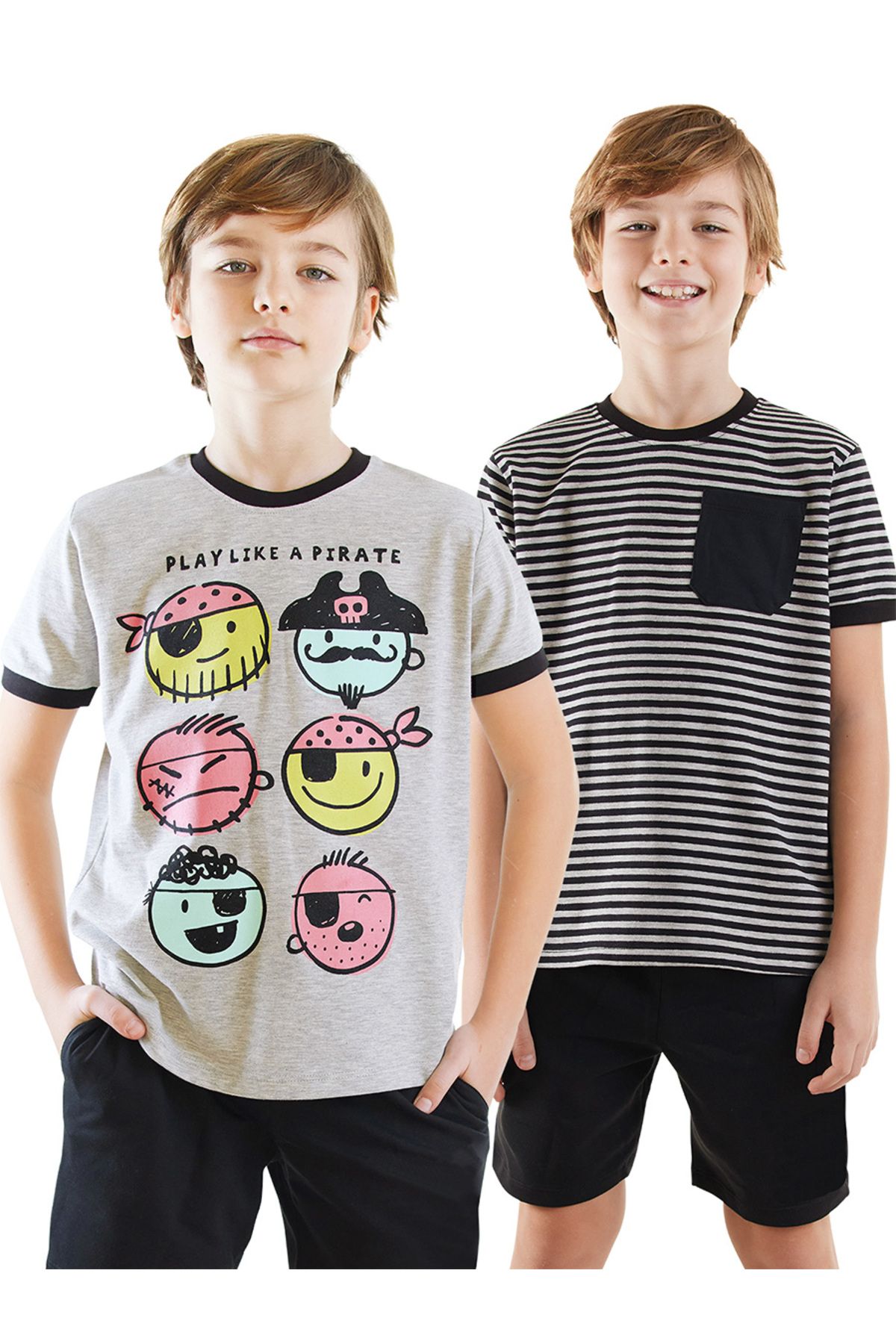 Denokids Pirate Erkek Çocuk 2'li Paket T-shirt