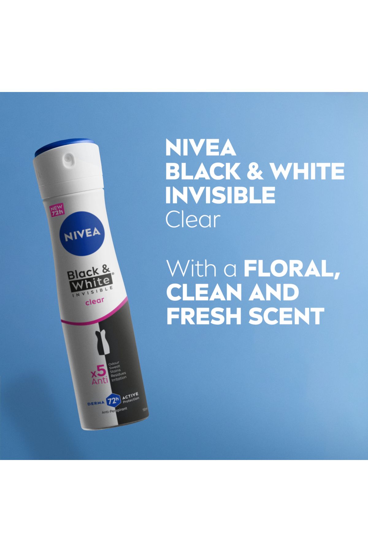 NIVEA-Black & White Invisible Original, Antiperspirant for Women, Spray 150ml, Pack of 2 3