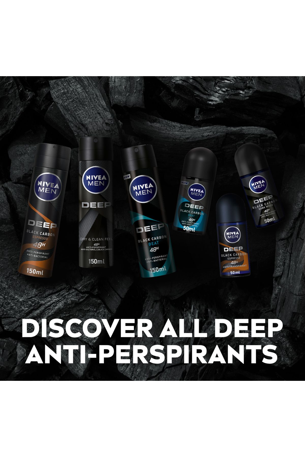 NIVEA-مزيل عرق مين ديب دراي آند كلين فيل للرجال، مضاد للبكتيريا، بخاخ 150 مل، عبوة من 3 قطع 6