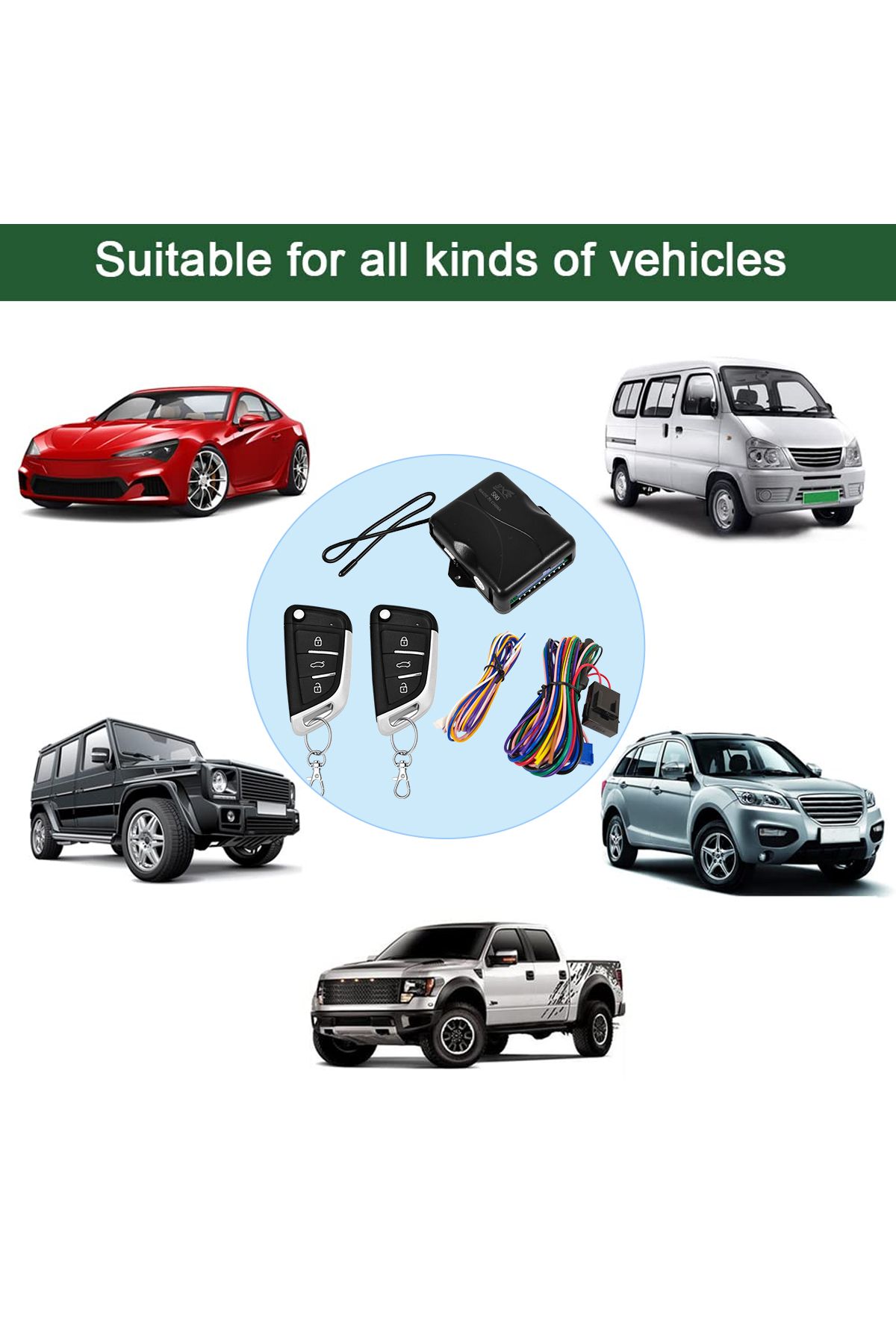 3XR-Universal Car Keyless Entry System with Trunk Release, 2 Remote Fobs, Central Locking, Car Finder 8