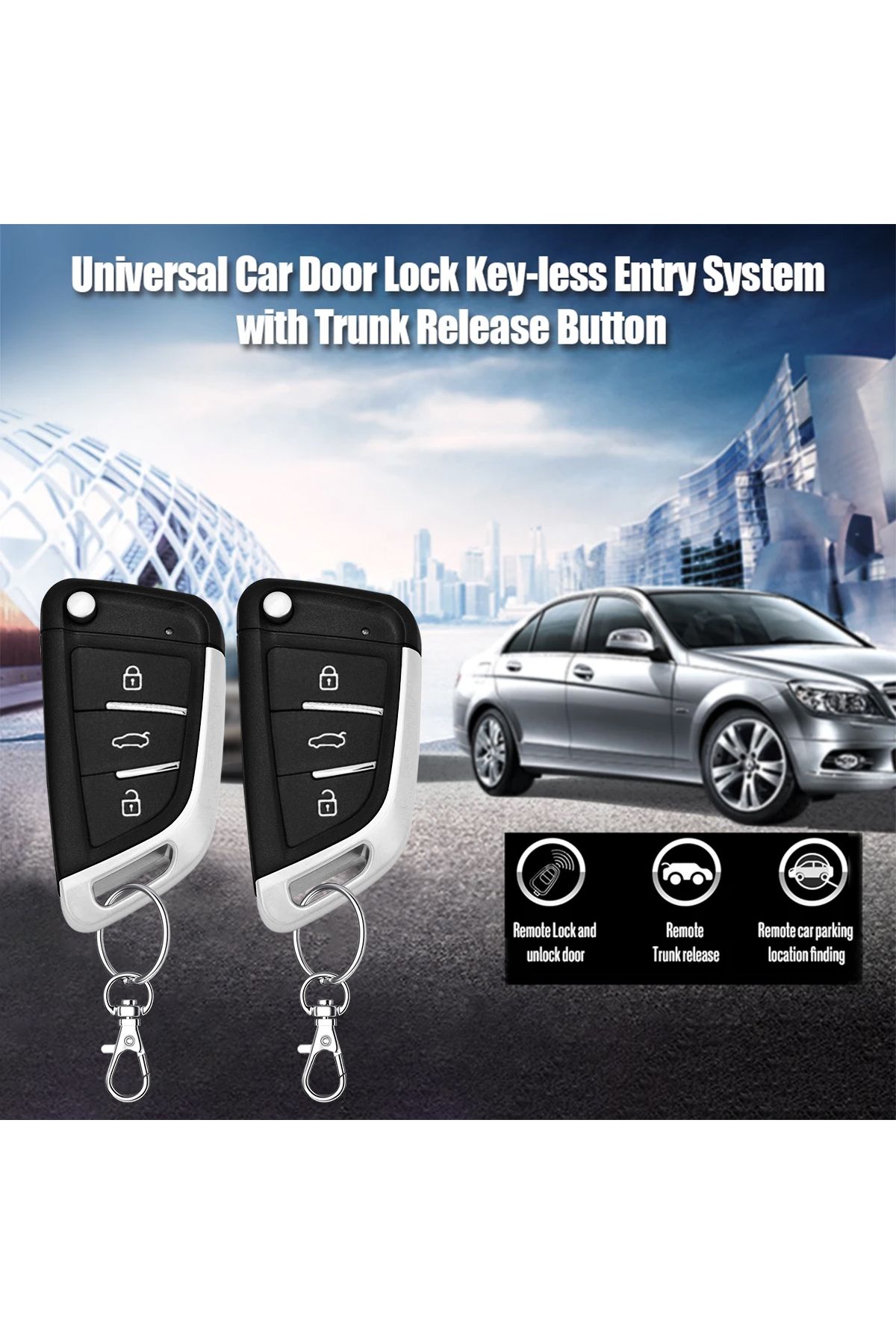 3XR-Universal Car Keyless Entry System with Trunk Release, 2 Remote Fobs, Central Locking, Car Finder 5