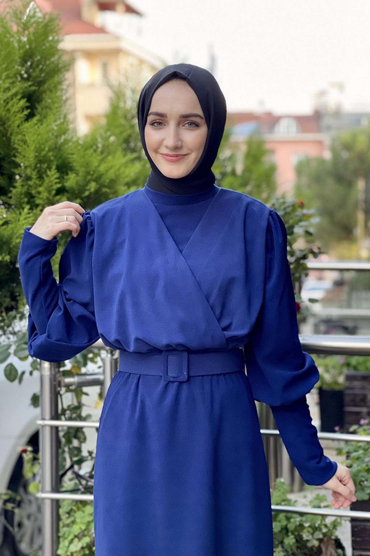 COXO Fashion`S Moda Çizgi Hijab Dress