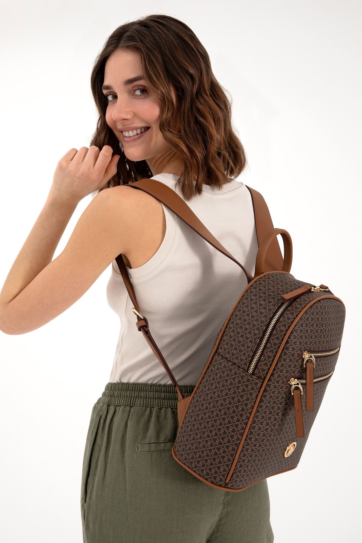 کوله پشتی قهوه ای زنانه 50293701-VR029 U.S. Polo Assn.
