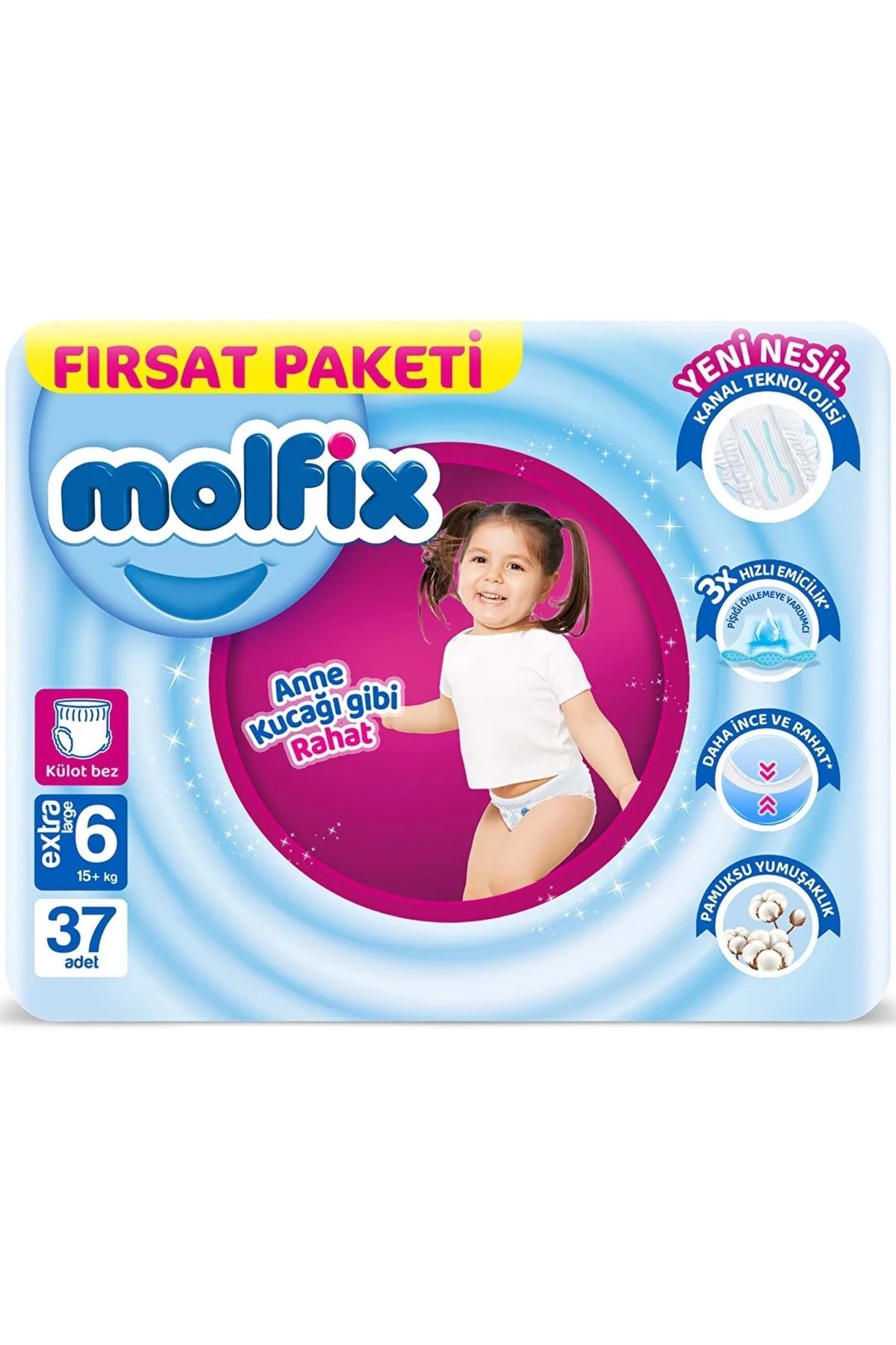 Molfix Külot Bebek Bezi Beden:6 (15 KG) Extra Large 148 Adet Avantaj Fırsat Pk fotoğrafı 2 (önizleme)