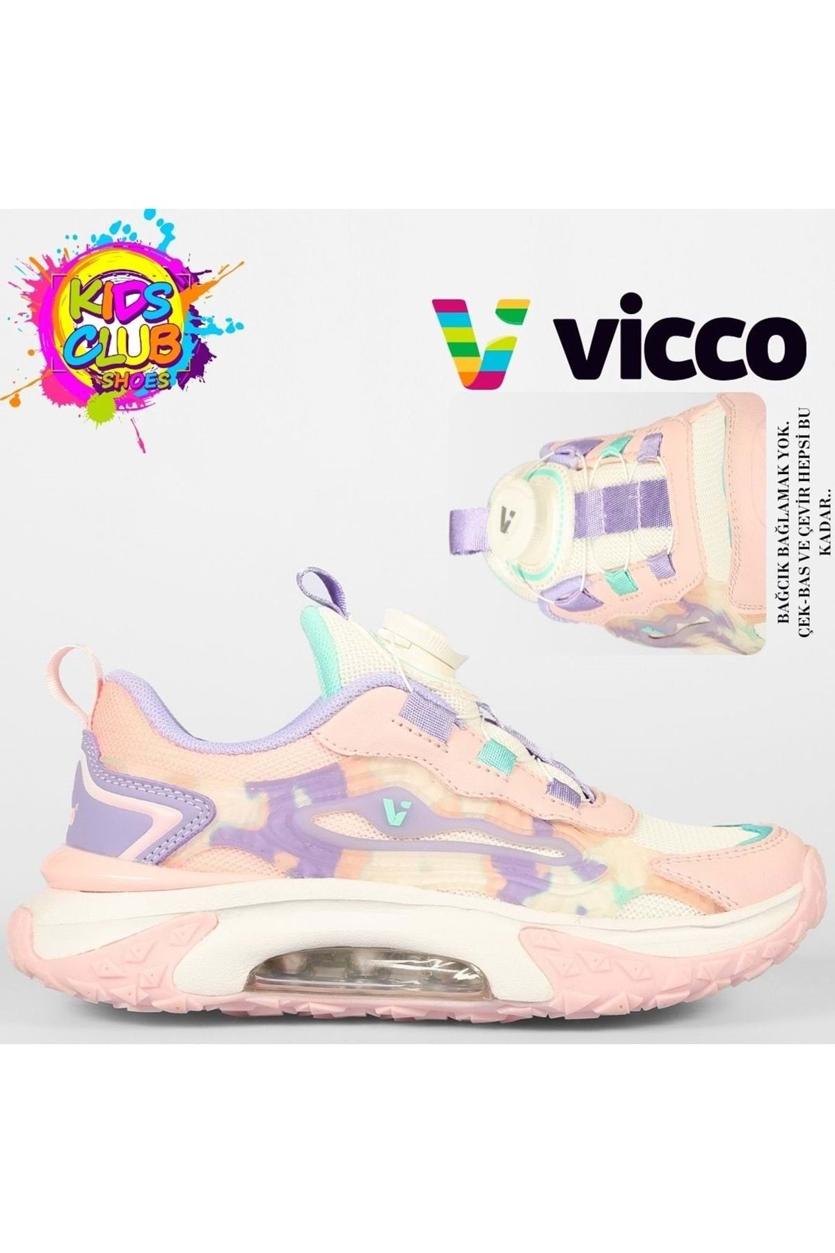 Kids Club Shoes Vicco Odette Akıllı Bağcık Mekanizmalı Ortopedik Çocuk Spor Ayakkabı PUDRA