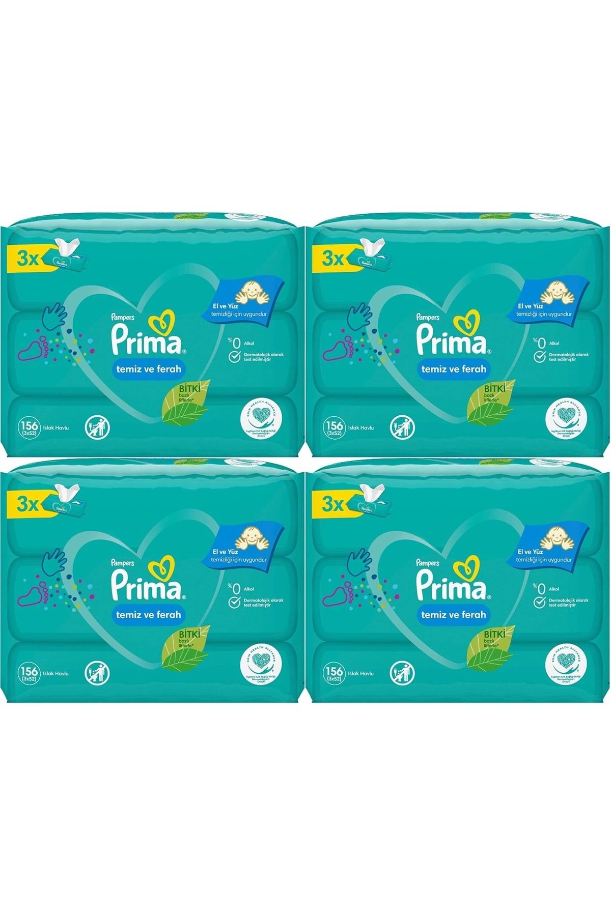Prima-Clean and Fresh Wet Towel Wipes - Set of 12 (4Pk*3) - 624 Sheets 1