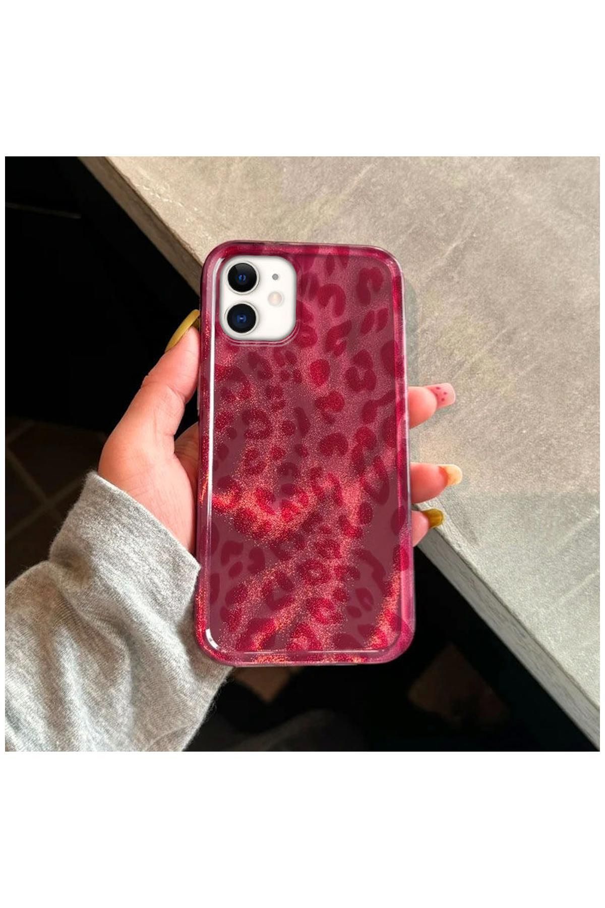 Pro Aksesuar Apple iPhone 11 Uyumlu Kılıf Lüx Leopar Desenli Silikon Kılıf Pembe
