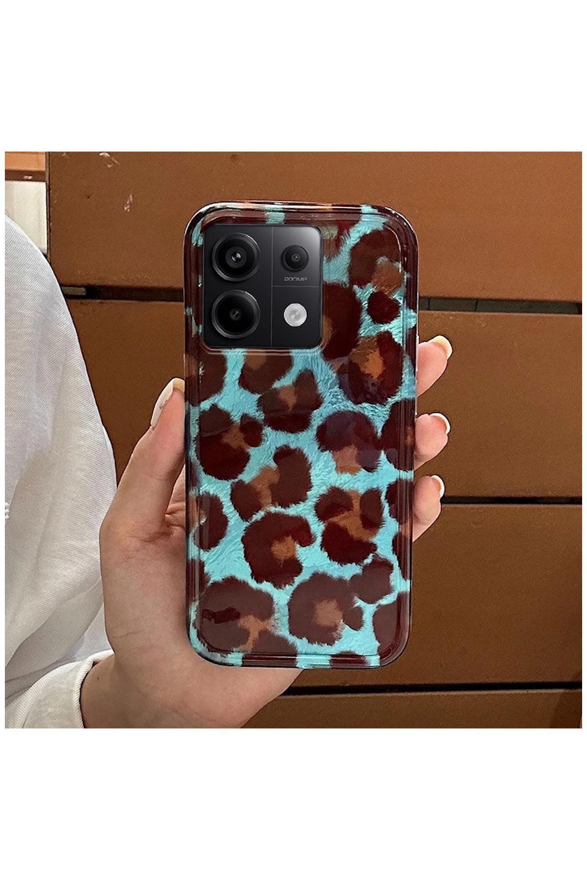 Pro Aksesuar Xiaomi Redmi Note 13 Pro 5G Uyumlu Kılıf Lüx Leopar Desenli Silikon Kılıf Kahverengi