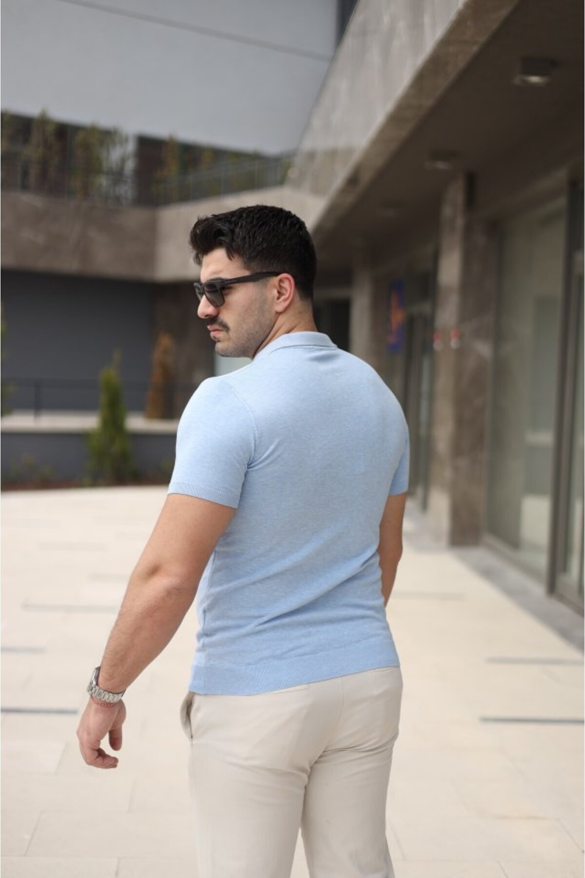 Erkek Polo Yaka Fermuar Detaylı Tişört