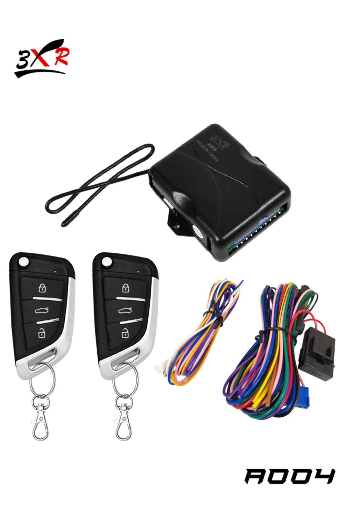 3XR-Universal Car Keyless Entry System with 2 Remotes, Central Locking, Trunk Release, Window Closer 1