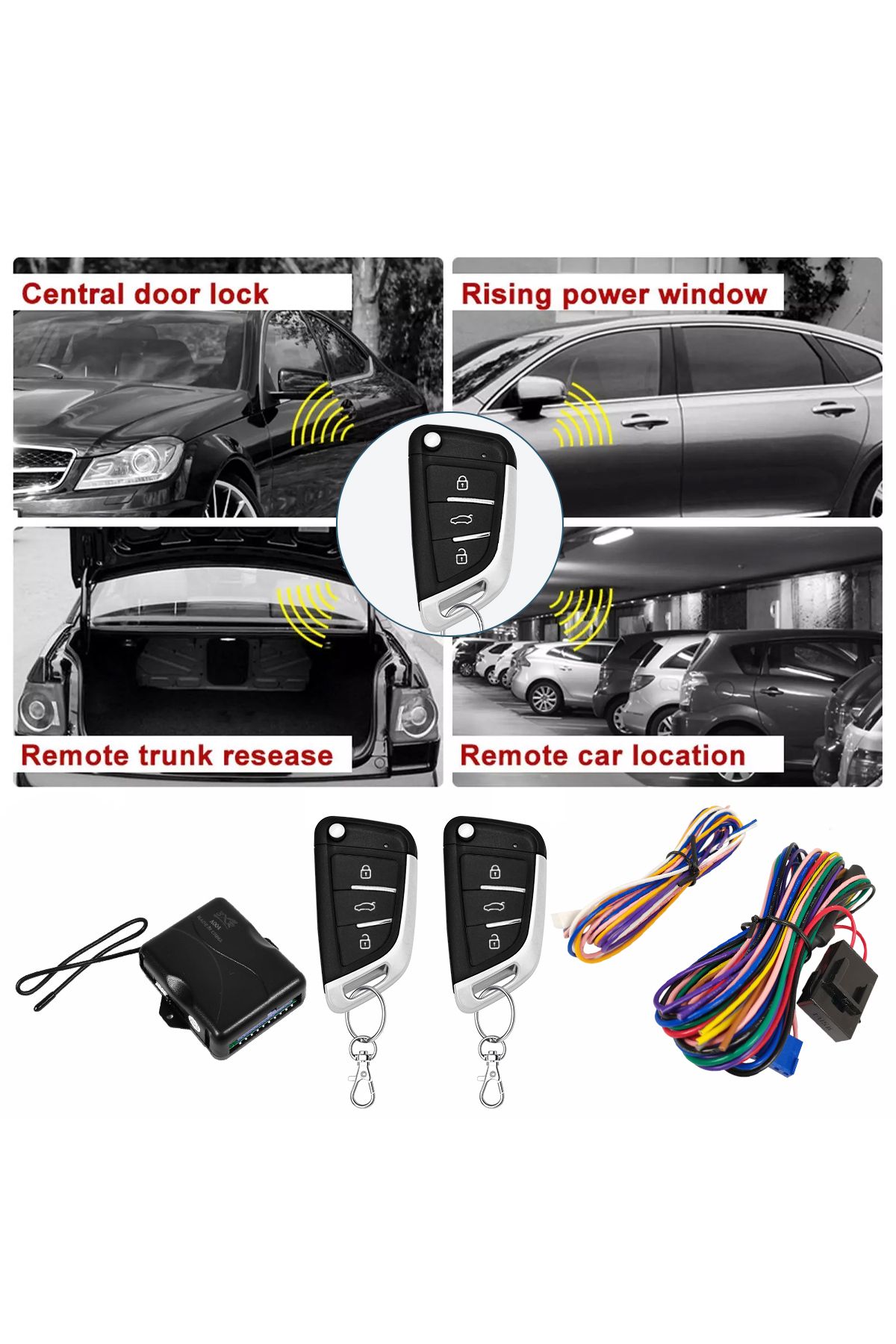 3XR-Universal Car Keyless Entry System with 2 Remotes, Central Locking, Trunk Release, Window Closer 5
