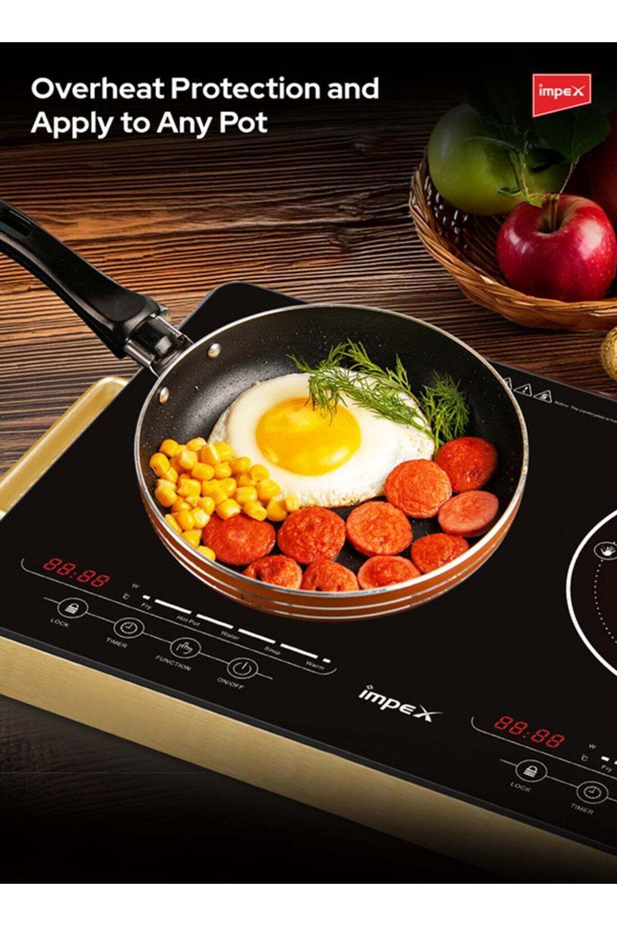 İMPEX-Double Infrared Cooktop 2800w- Ir 2704, 2 Burner Electric Stove 5 Modes 8 Power Levels 4-hour Timer 7