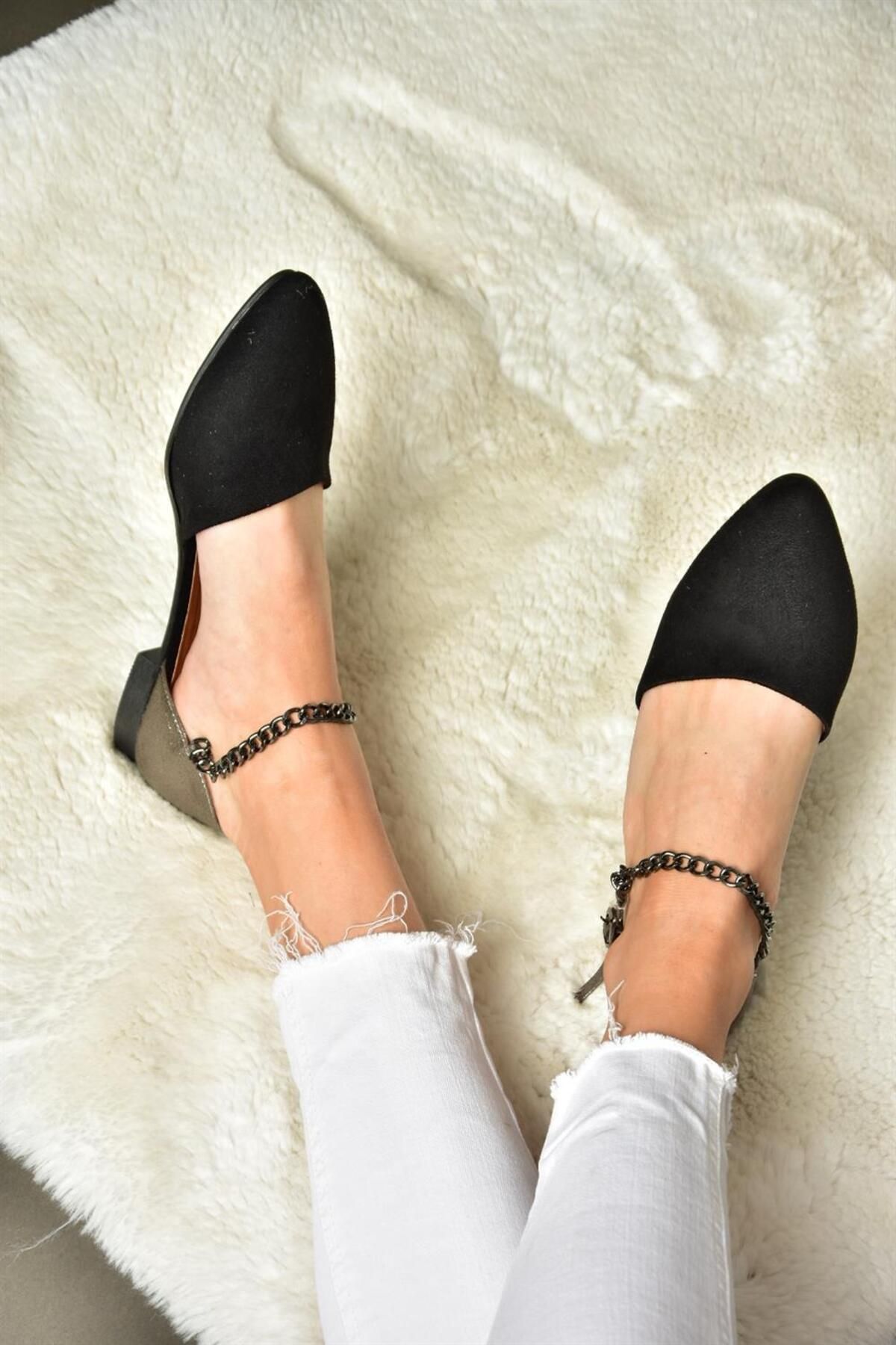 Fox Shoes-Balerini de damă negri/platină B 726024402 4