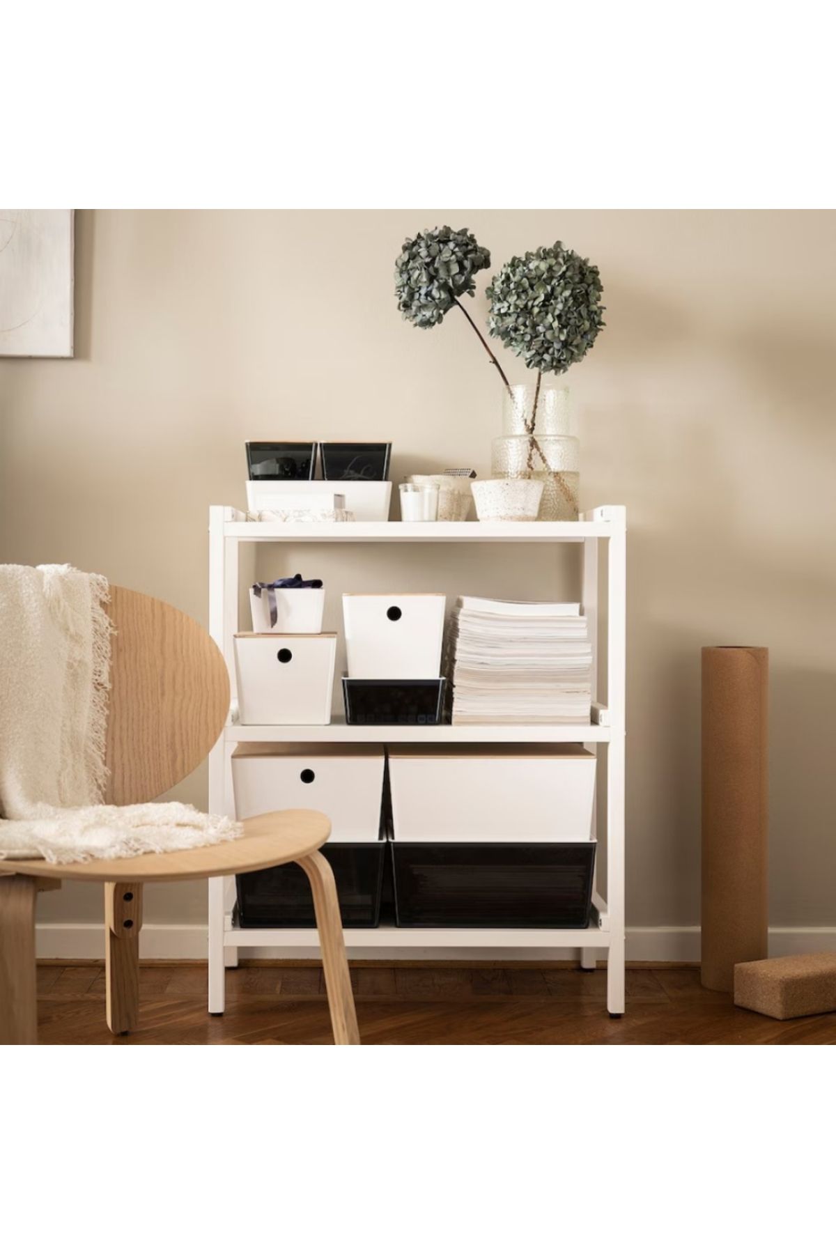 IKEA-KUGGIS Box with Lid, White/Bamboo, 26x35x15 cm – Stackable Storage Solution 5