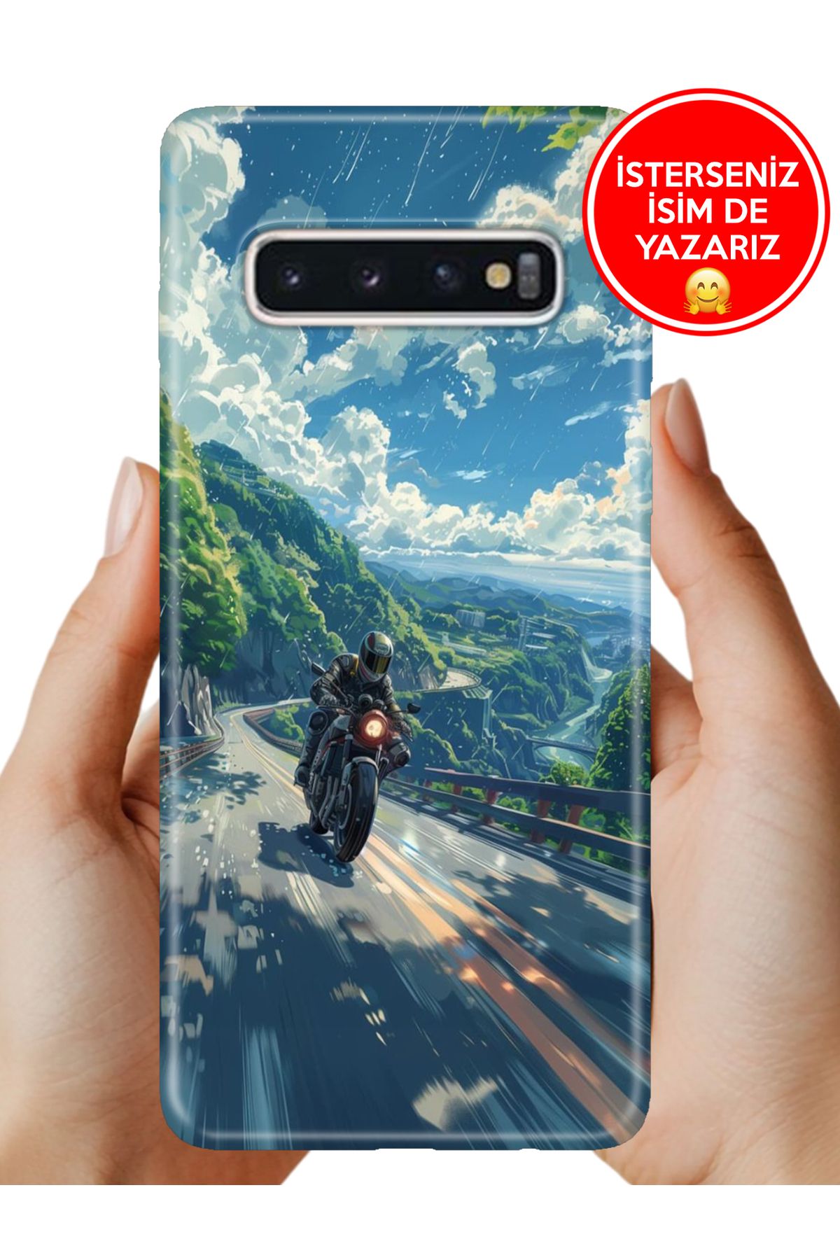Cekuonline Samsung Galaxy S10+ Plus Kılıf Baskılı Life Style Kapak Silikon Motorsiklet Aşkı