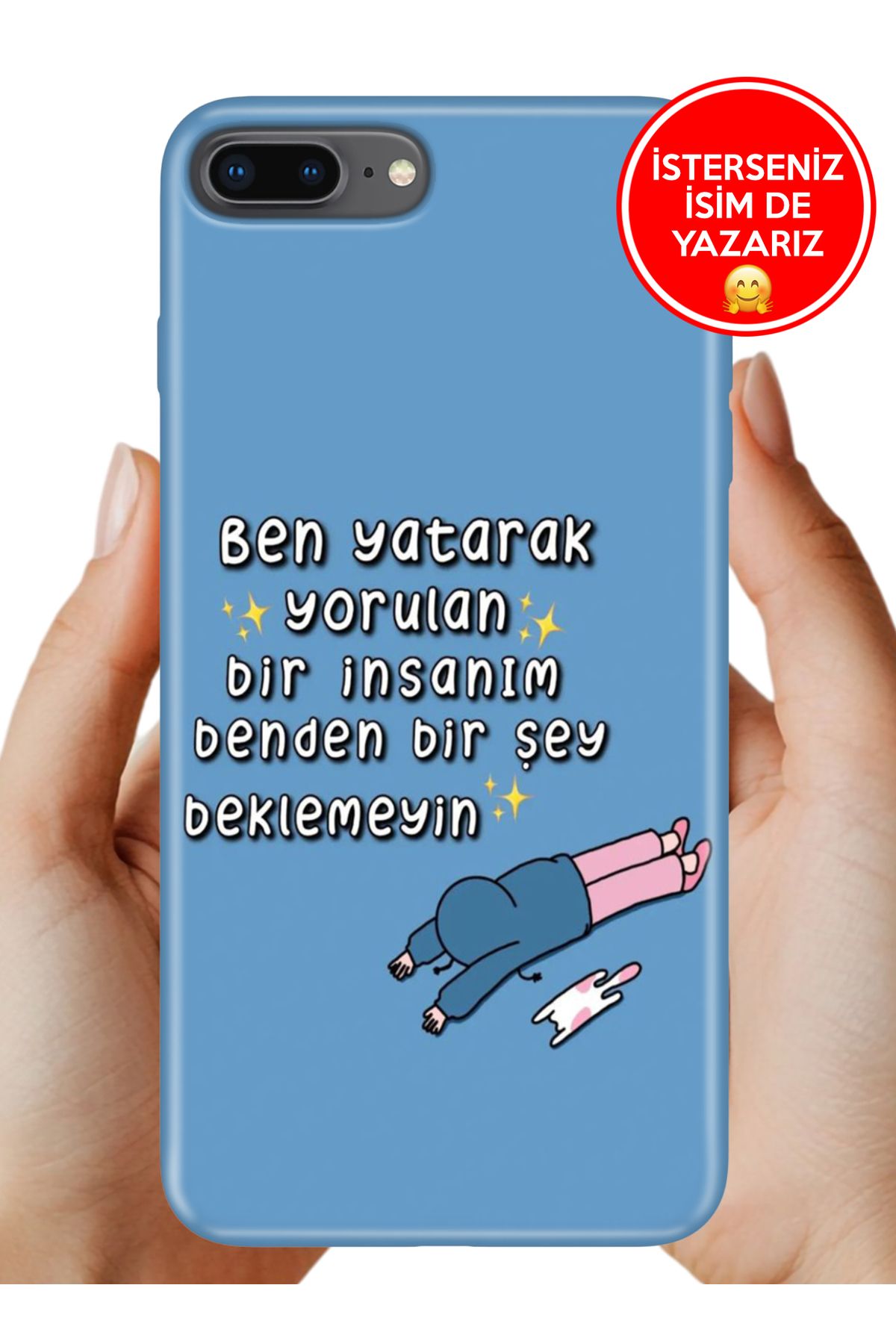 Cekuonline iPhone 7 Plus - 8 Plus Kılıf Baskılı Life Style Kapak Silikon Yorgunum
