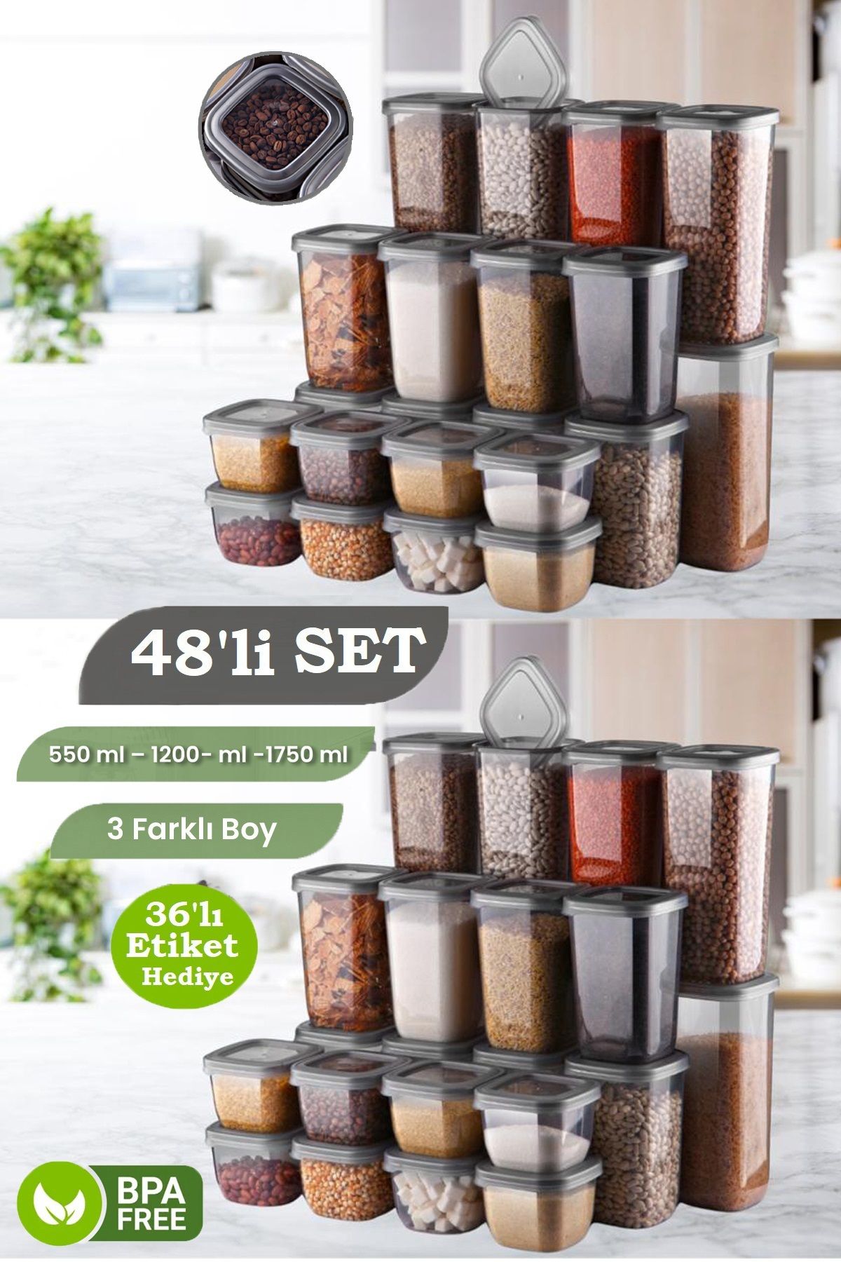 MYBOX-48" Mega Dowry Set - Labeled Square Food, Breakfast Snack and Pulses Container 1